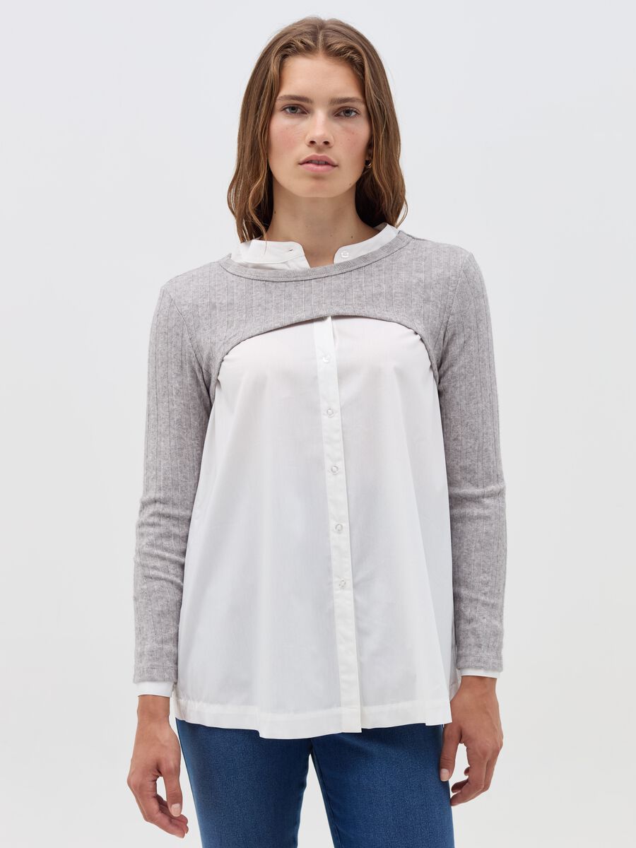 Maternity crop T-shirt with flat ribbing_2