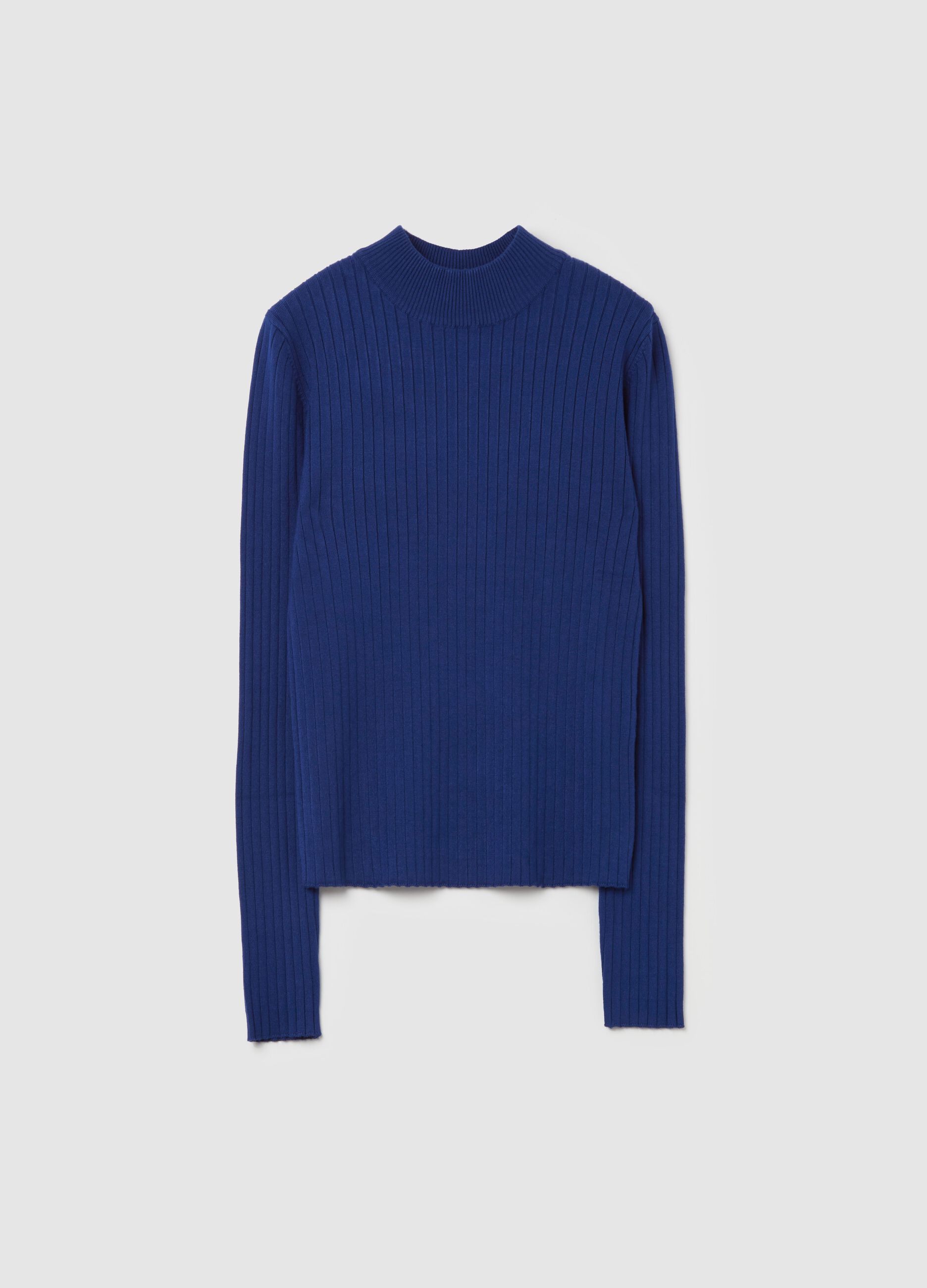 Ribbed knit pullover with mock neck