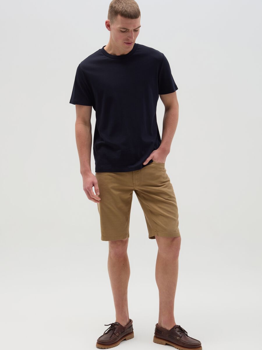 Bermuda shorts with five pockets in cotton and linen_0