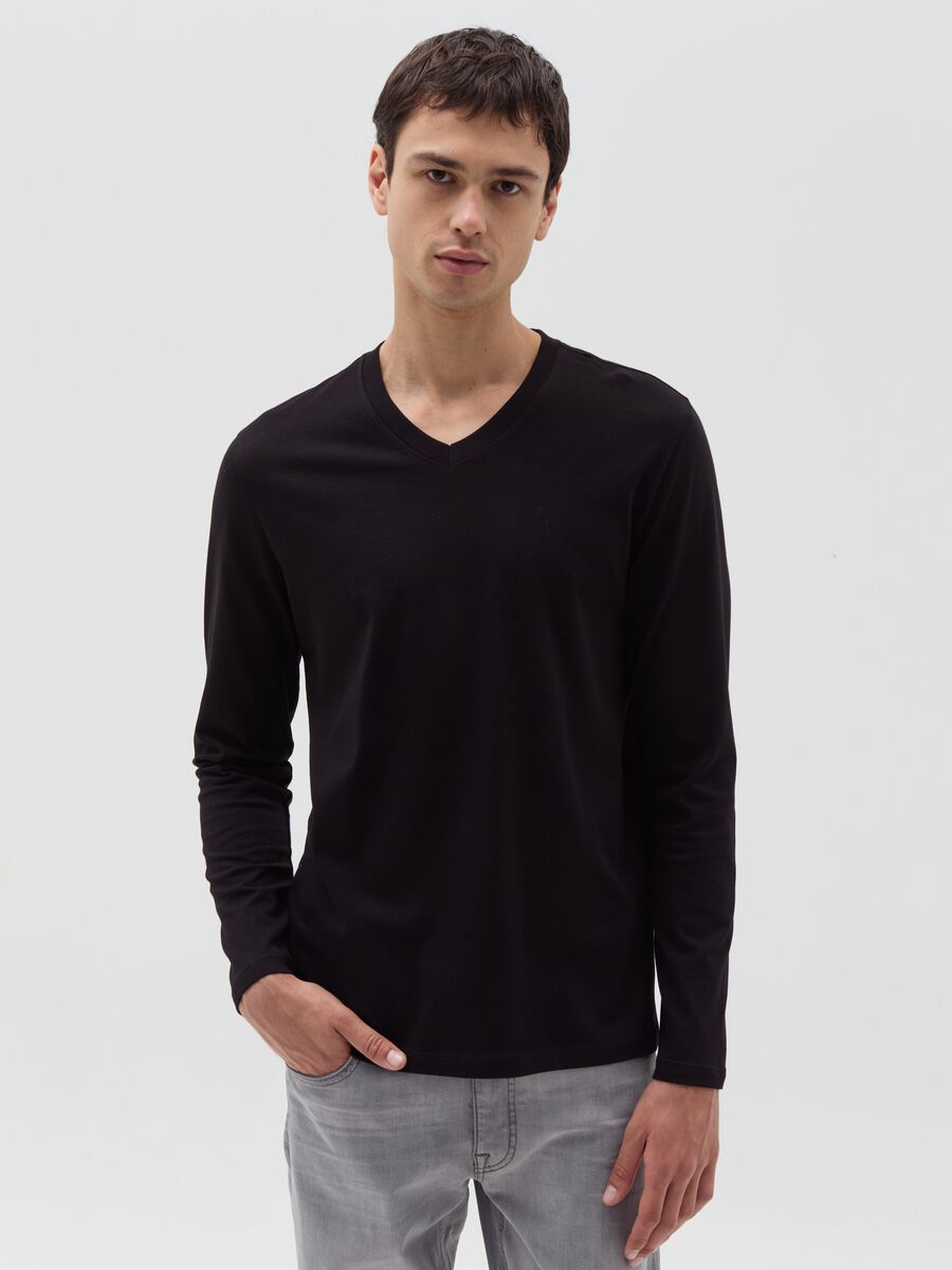 Jersey T-shirt with V neck_0
