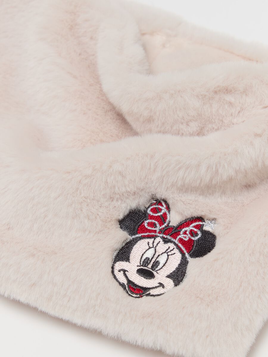 Faux fur neck warmer with Minnie Mouse embroidery_1