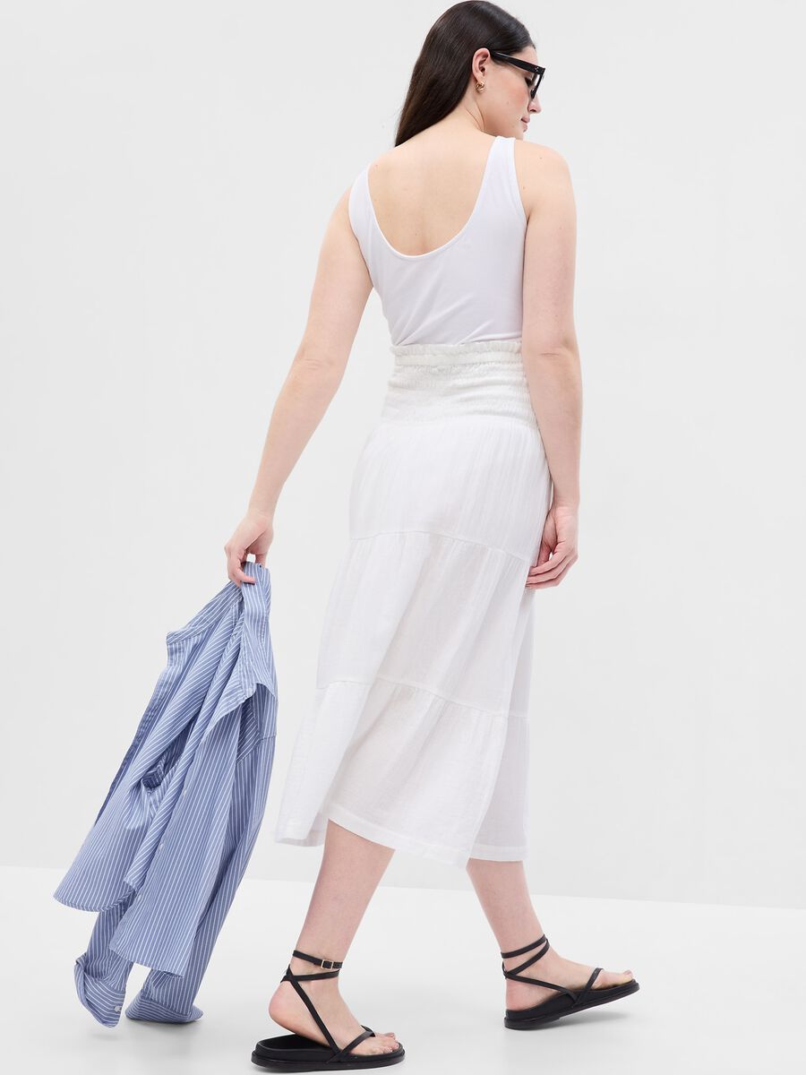 Tiered midi skirt in cotton gauze with flounces_4
