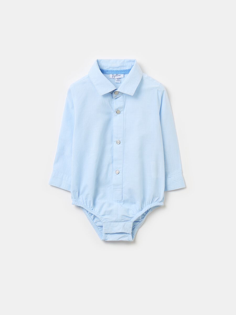 Shirt bodysuit in cotton with striped weave_0