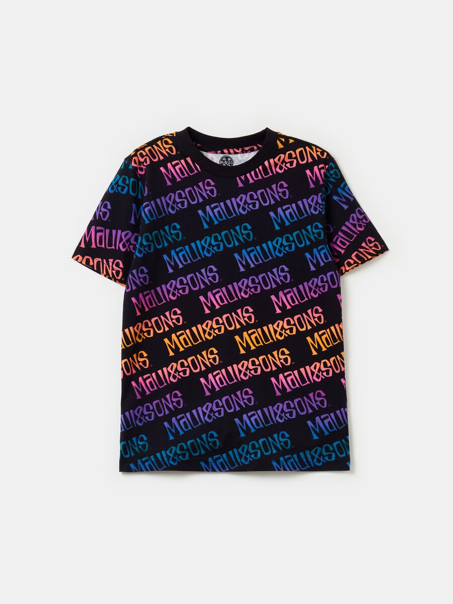 T-shirt with all-over multicoloured print_0
