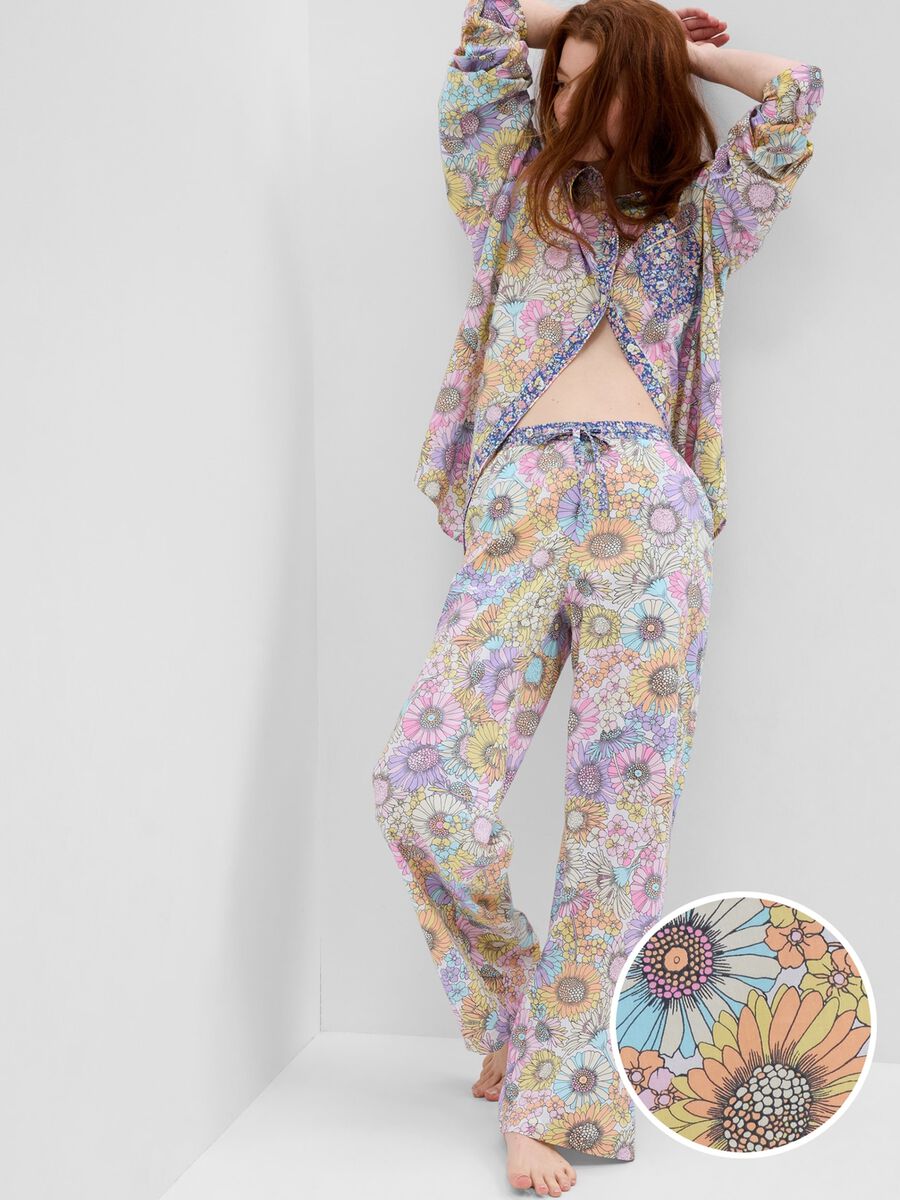 Full-length pyjama bottoms in patterned poplin_0