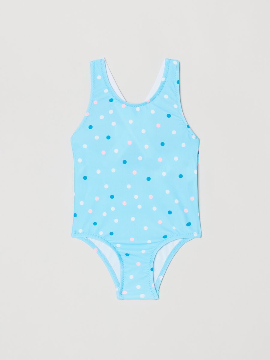 One-piece swimsuit with polka dot print_0