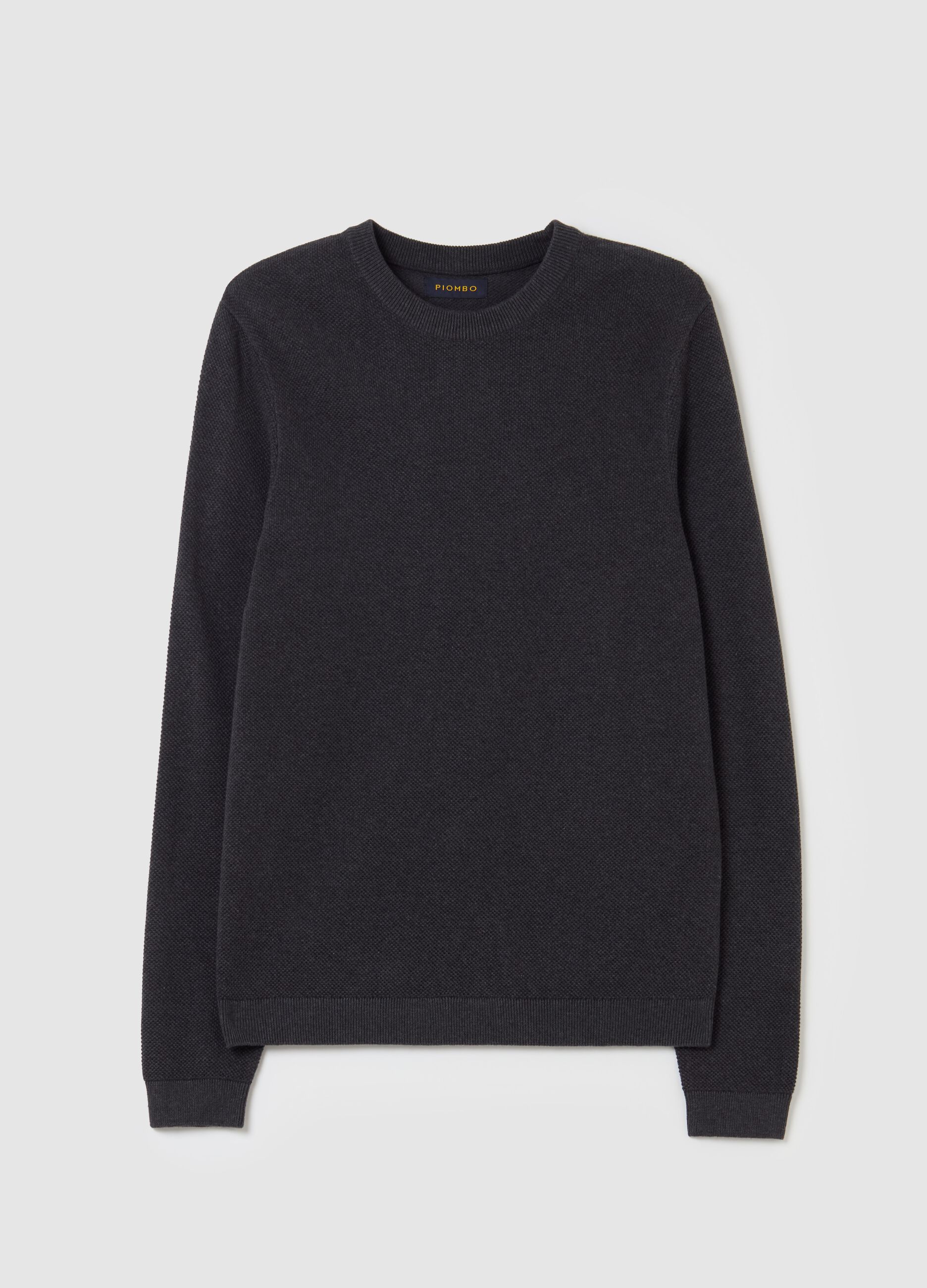 Piquet pullover with round neck