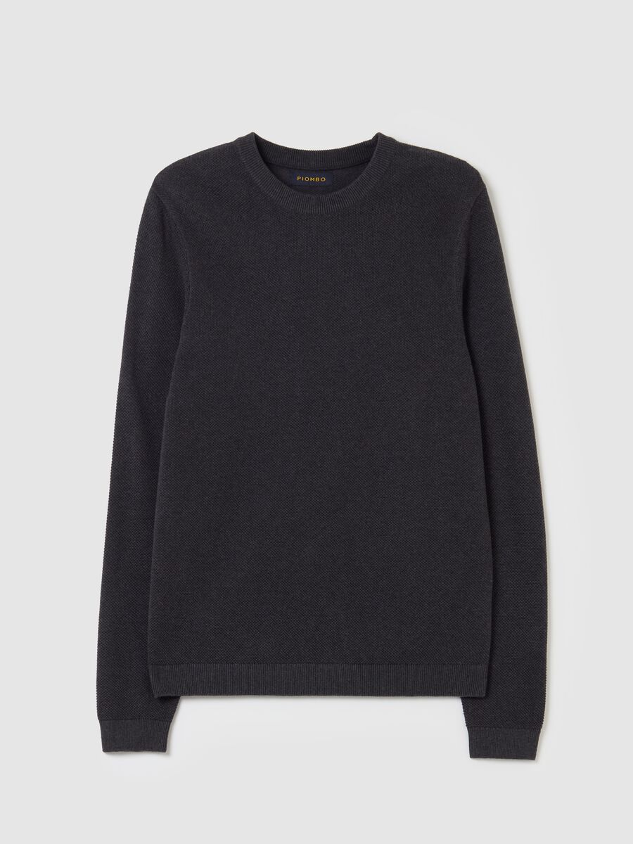 Piquet pullover with round neck_4