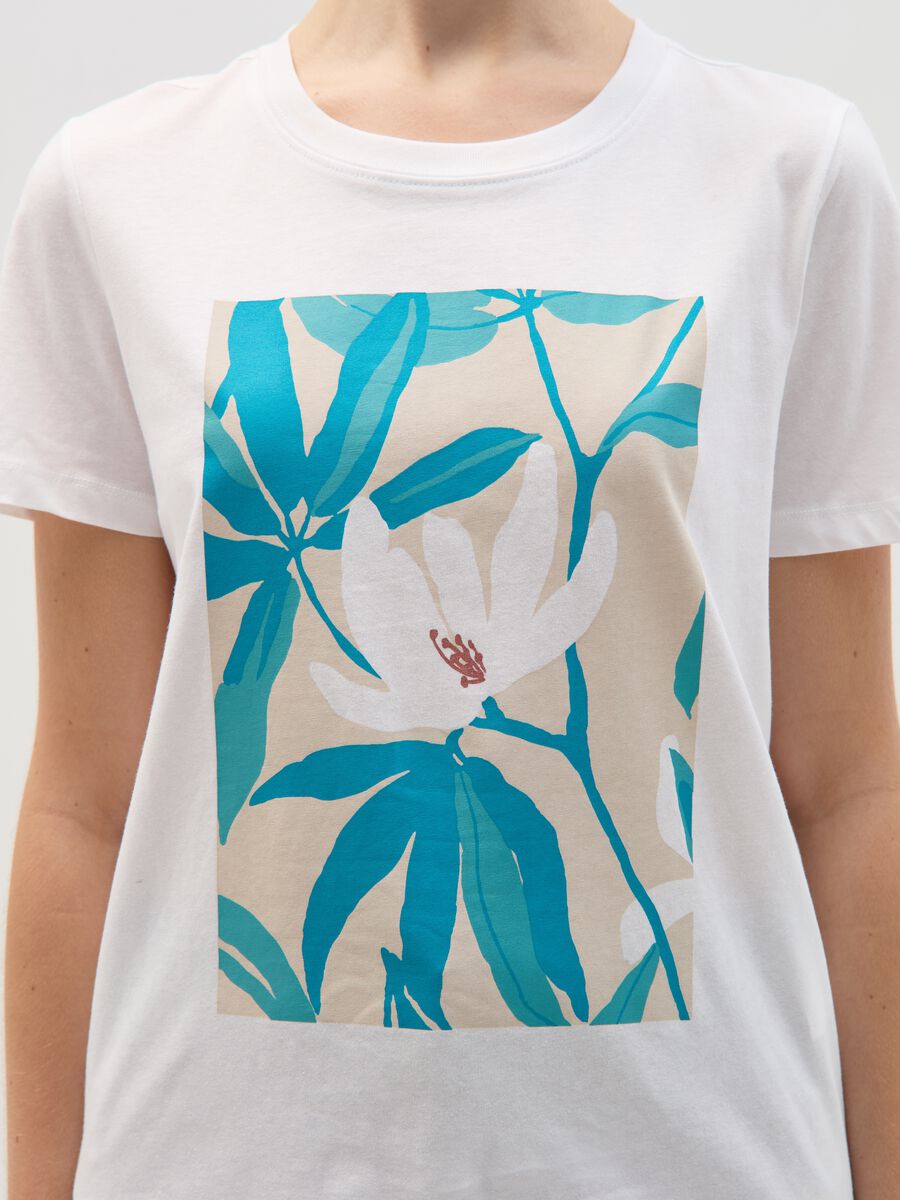 Cotton T-shirt with floral print_1
