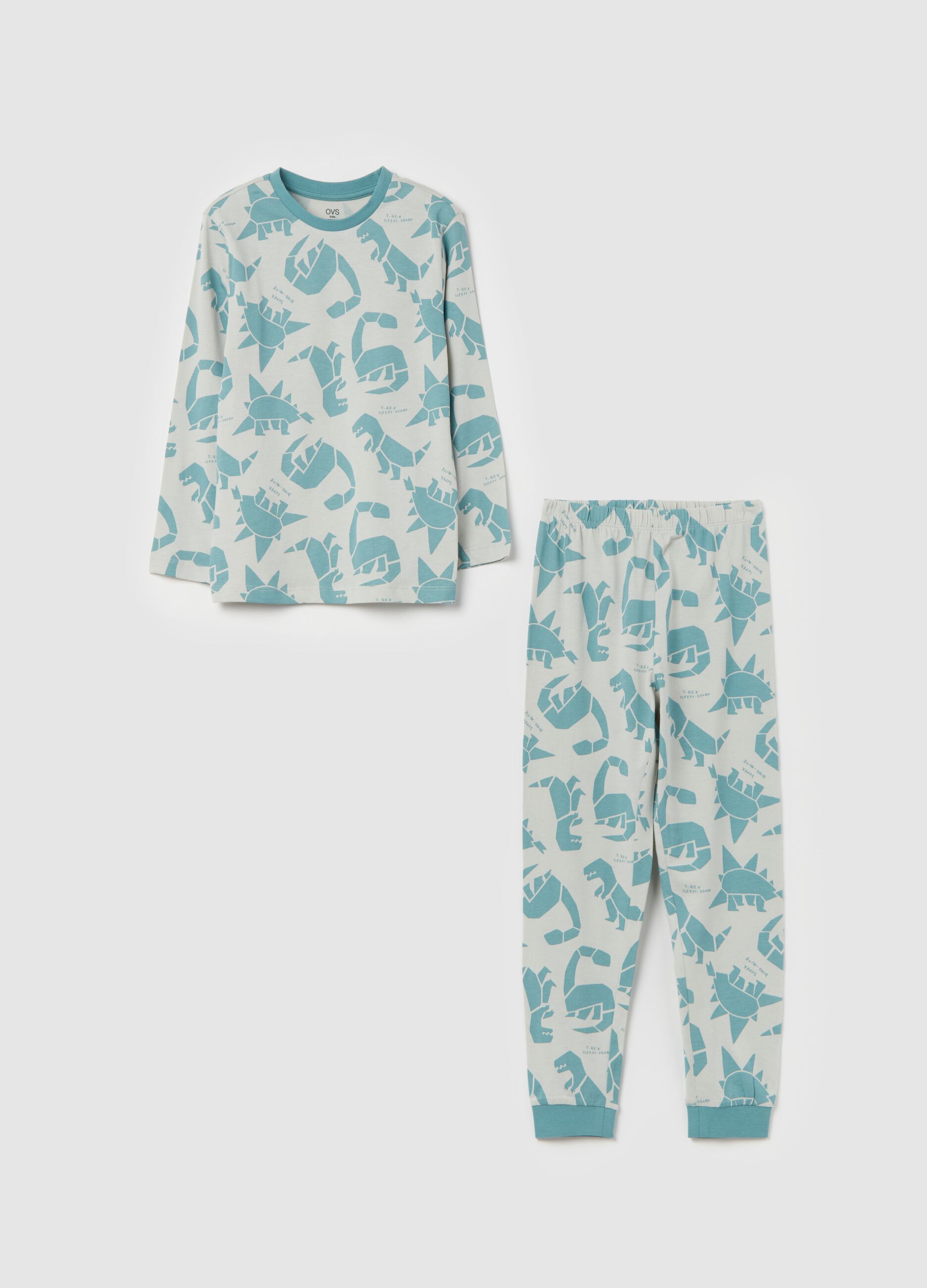 Organic cotton pyjamas with dinosaurs print