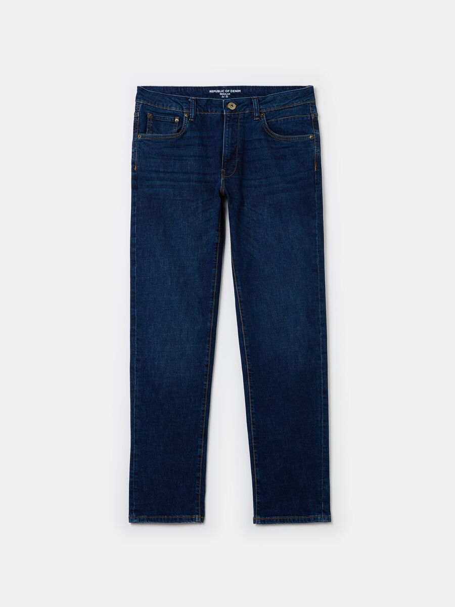 Regular-fit cross-hatch cotton jeans_4