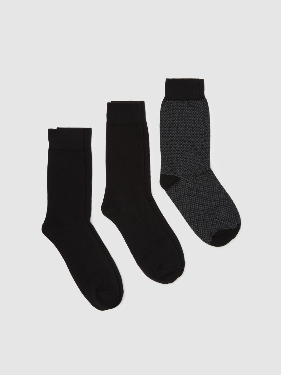 Three-pair pack short socks with geometric pattern_0