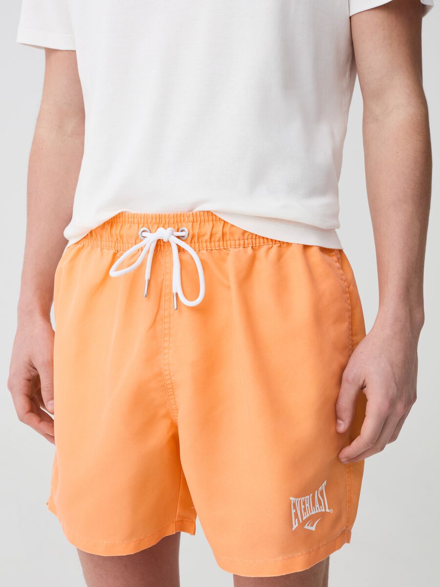 Swimming trunks with drawstring and logo print_2