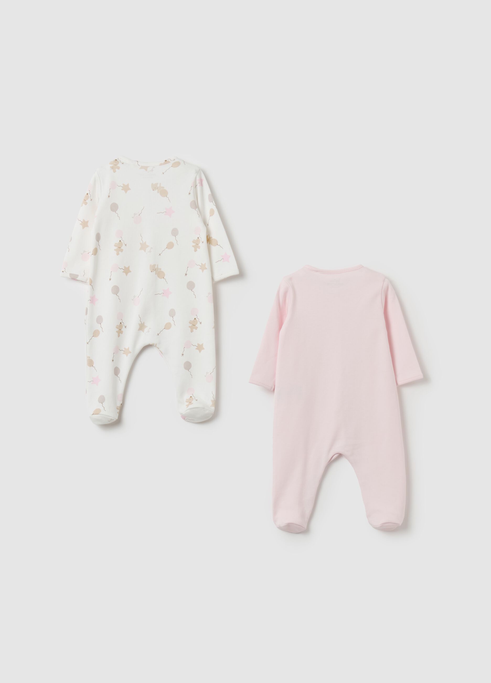 Two-pack onesies in organic cotton with feet