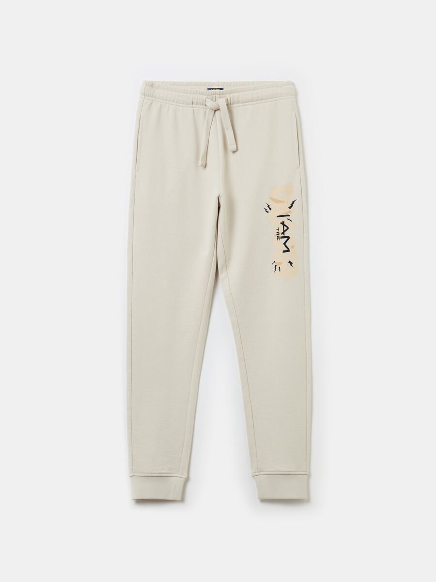 Fleece joggers with drawstring and print_0