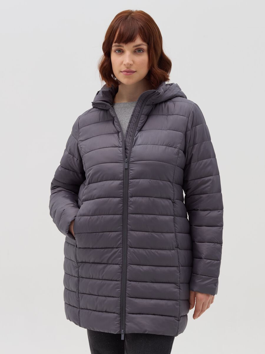 Curvy long down jacket with hood_1