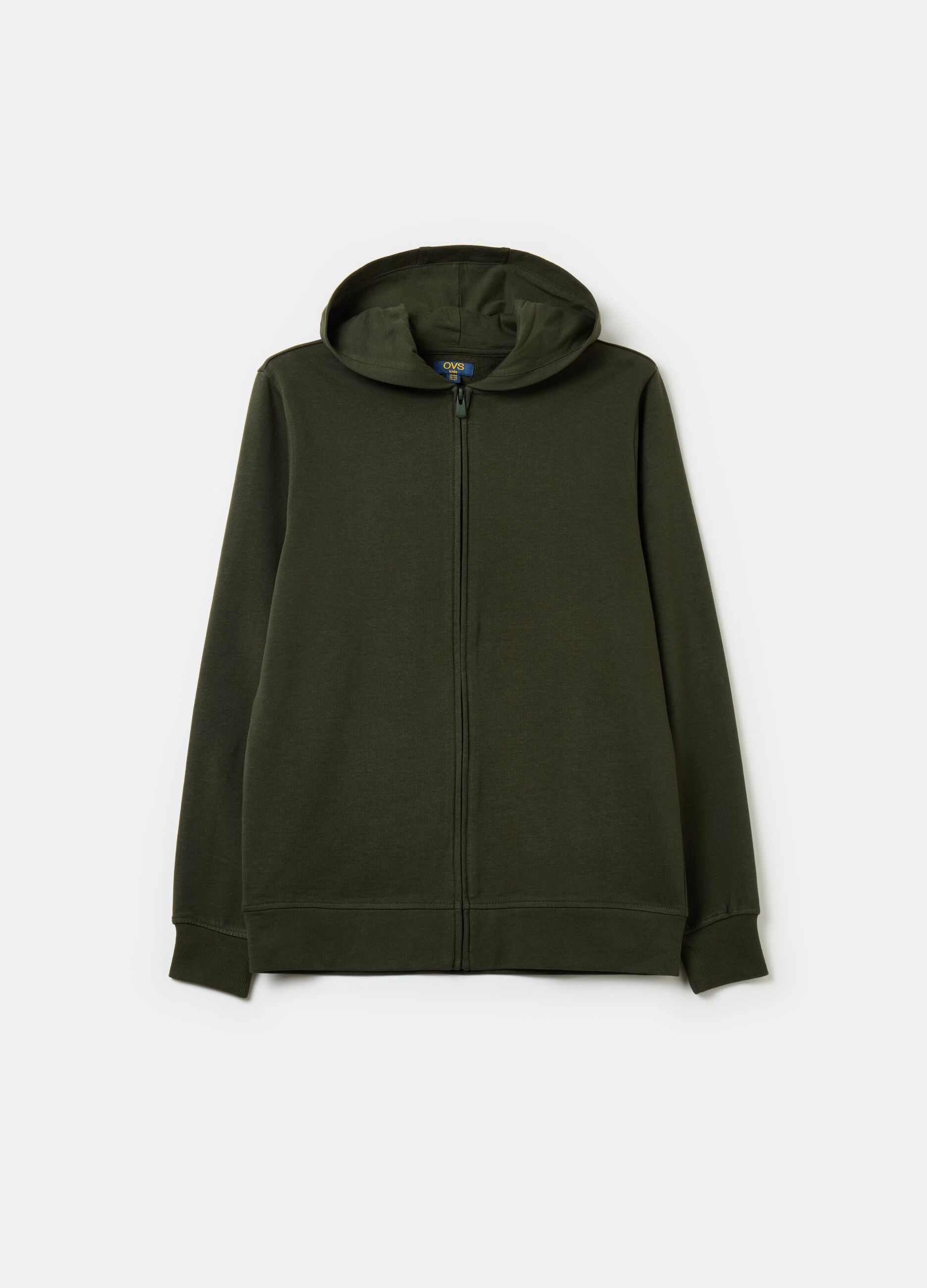 Solid colour full-zip sweatshirt with hood