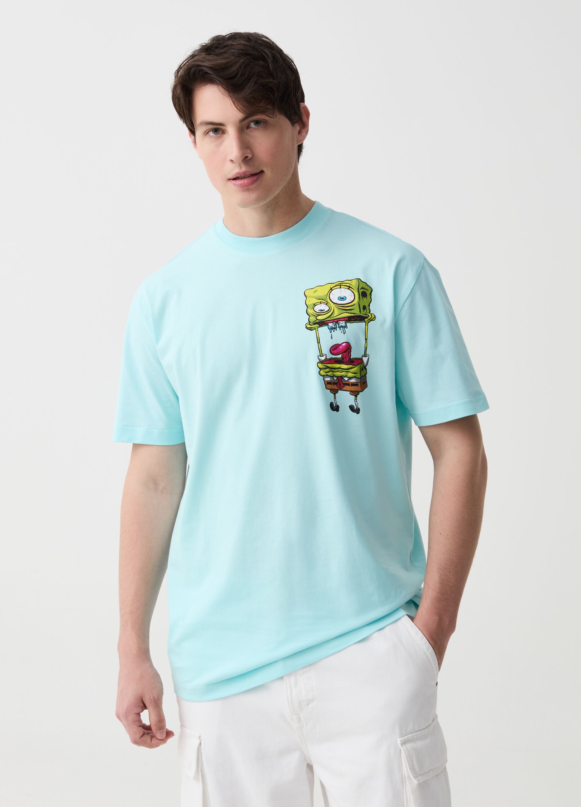 Ovs T-shirt in cotone con stampa Spongebob