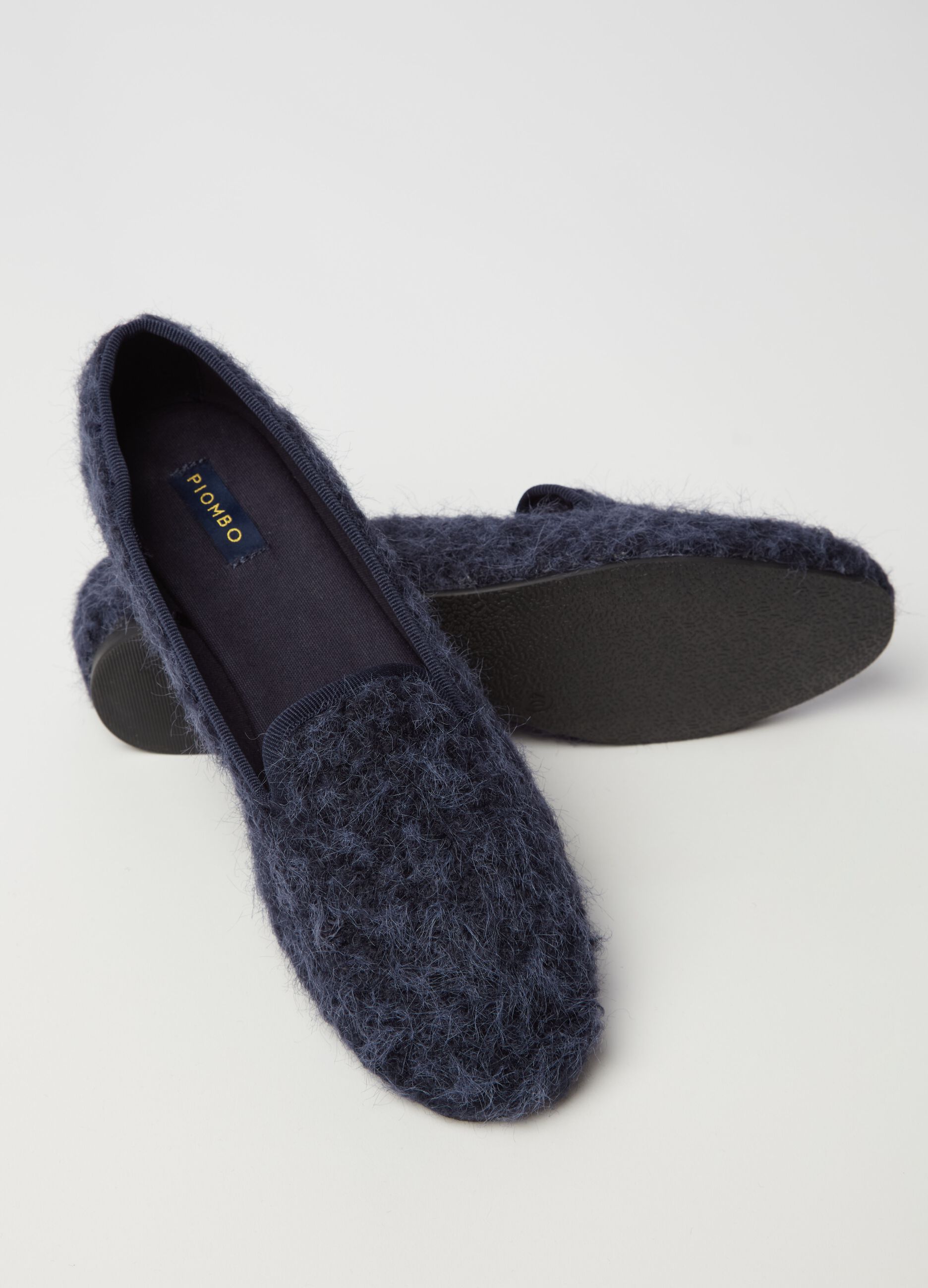 Bouclé-effect slipper shoes