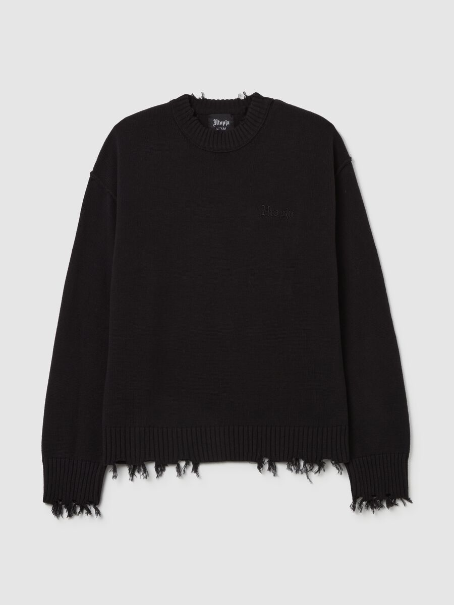 Crewneck Distressed Pullover Black_5