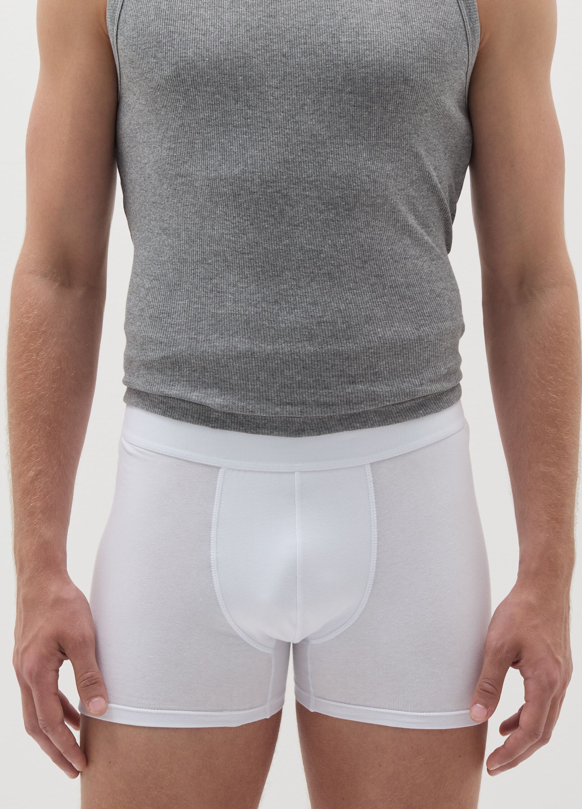 Organic cotton boxer shorts with external elastic