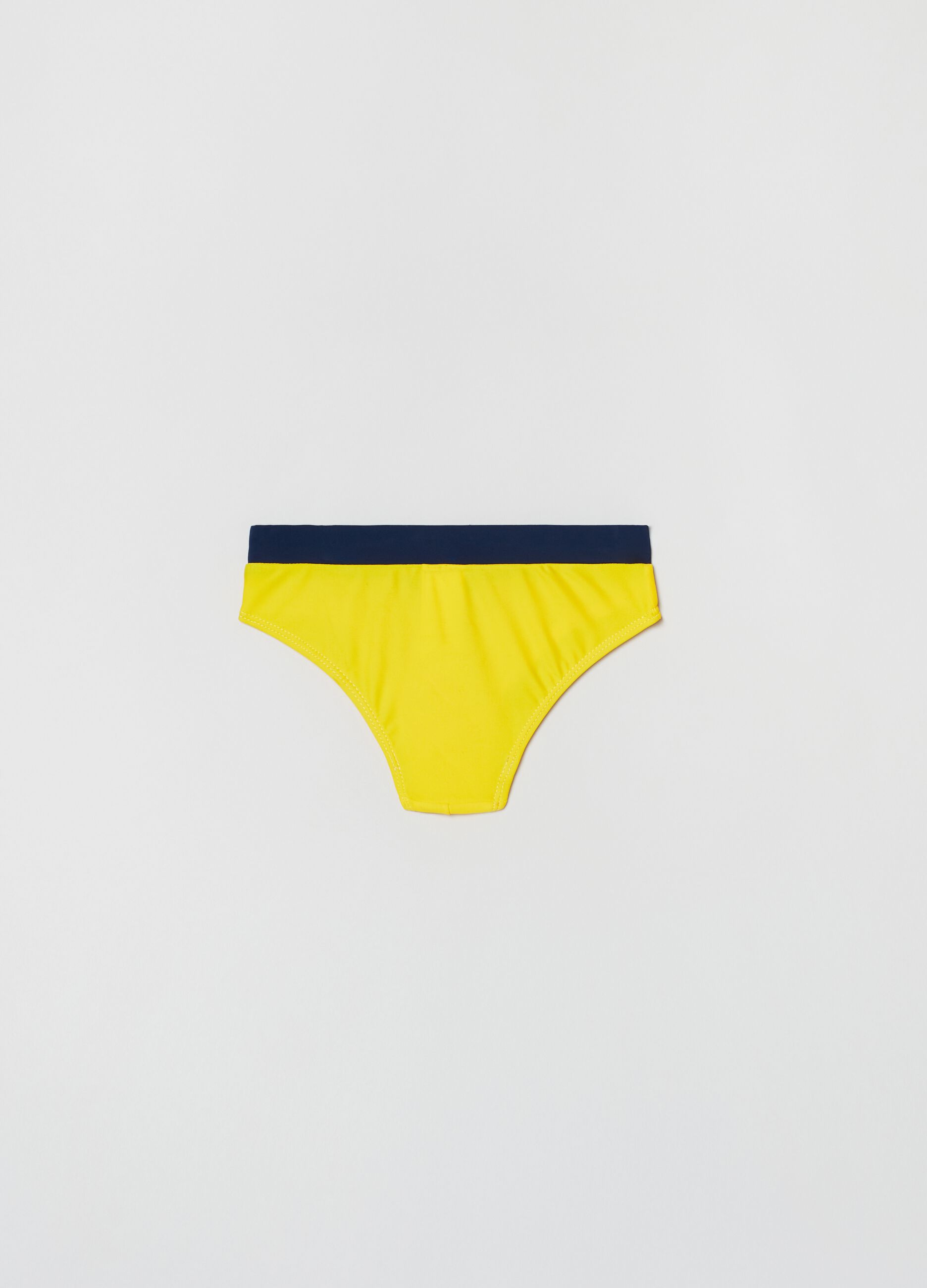 Two-tone swim briefs with drawstring