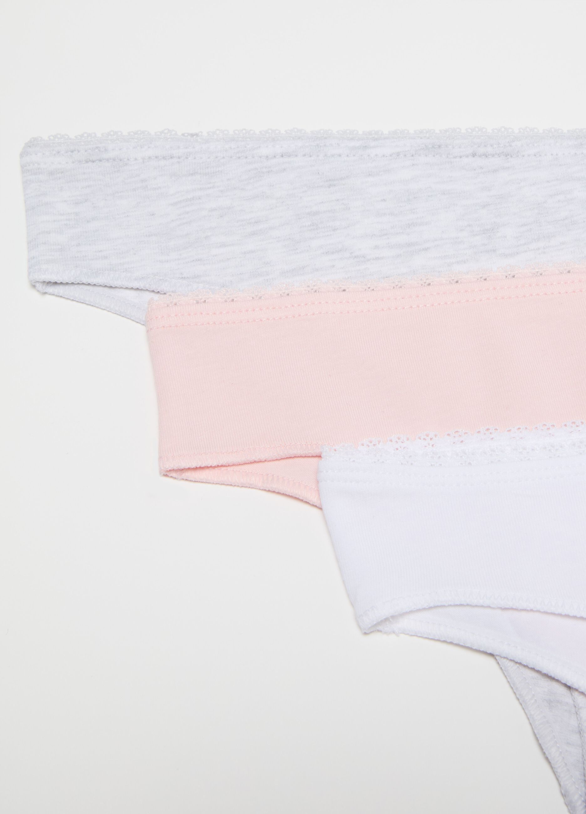 Three-pack Brazilian-cut briefs with lace