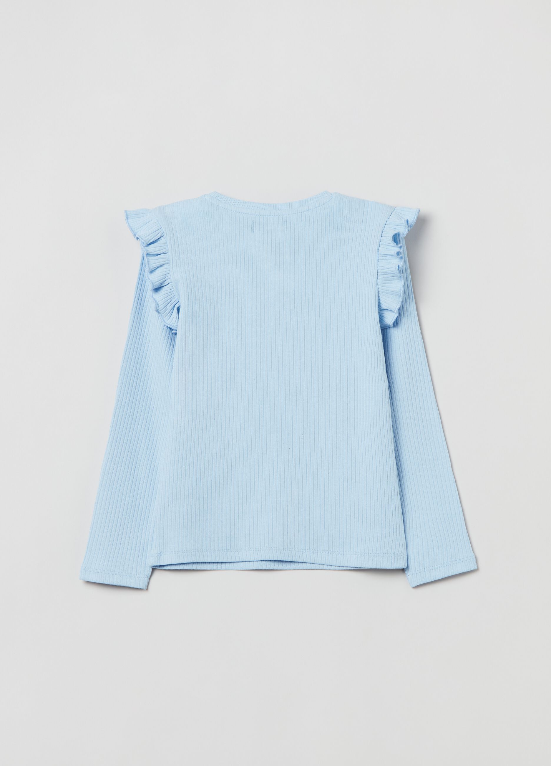 T-shirt with long ribbed sleeves