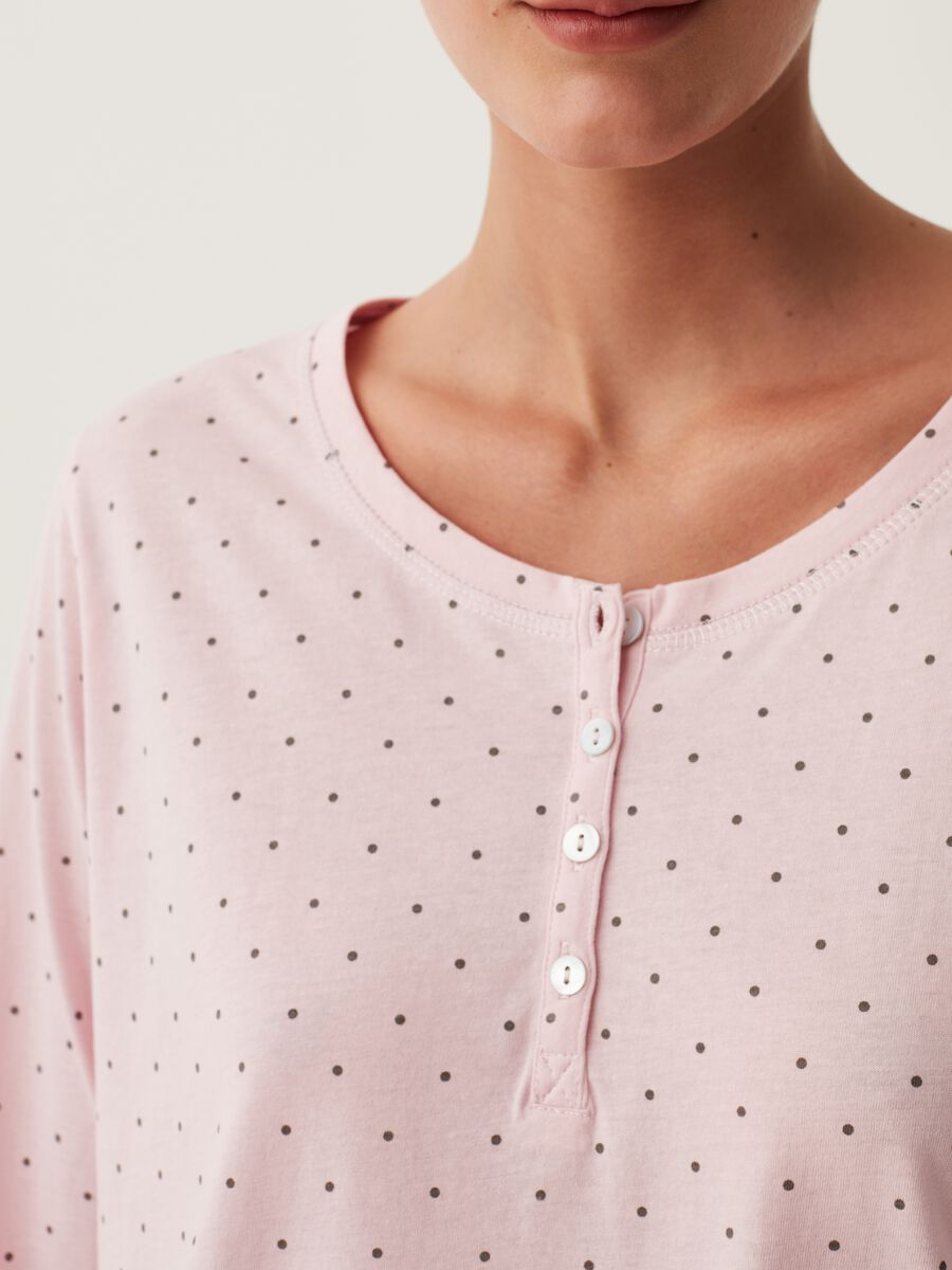 Polka dot pyjama top with granddad neckline_3