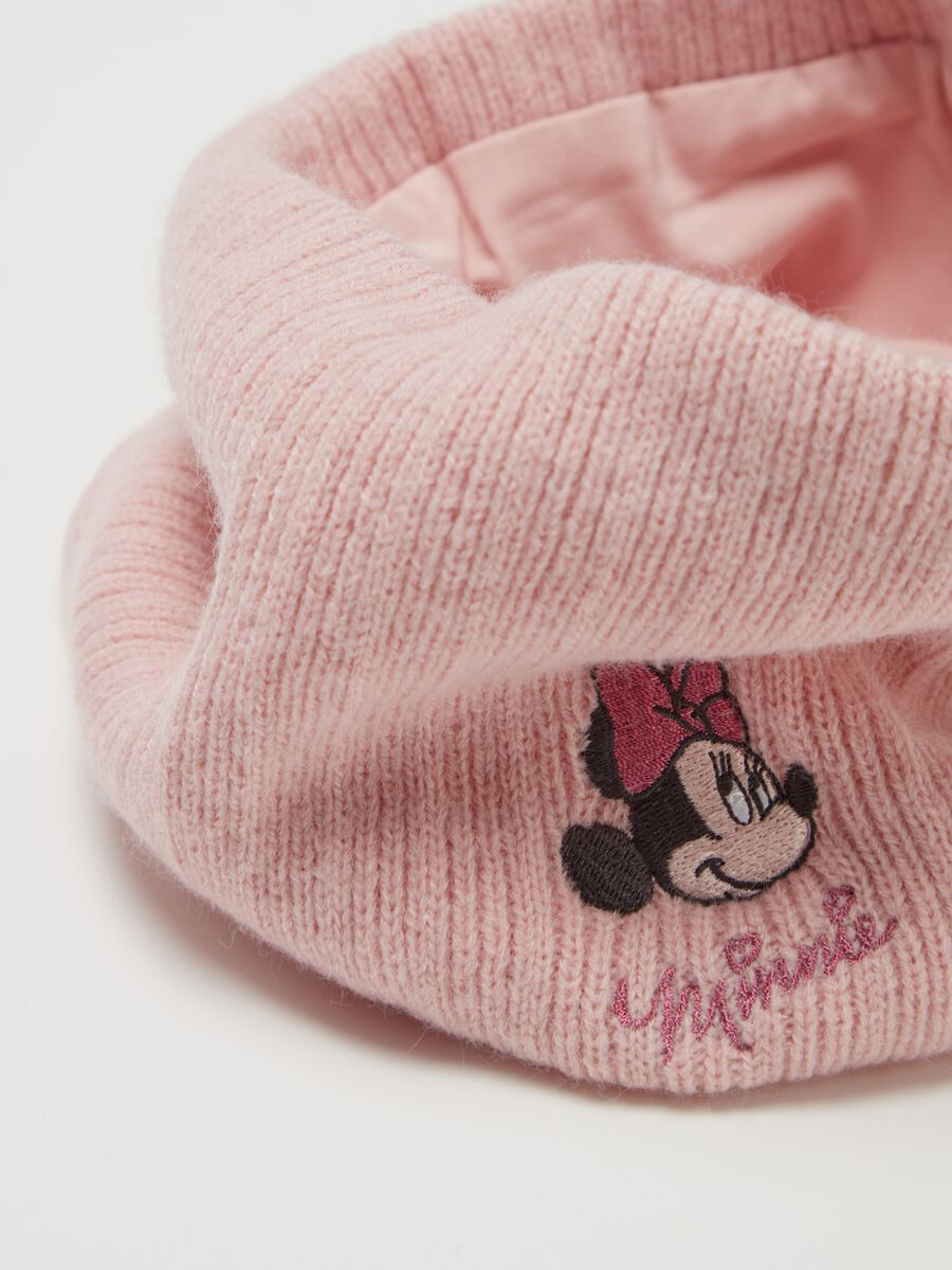 Knit neck warmer with Minnie embroidery_2