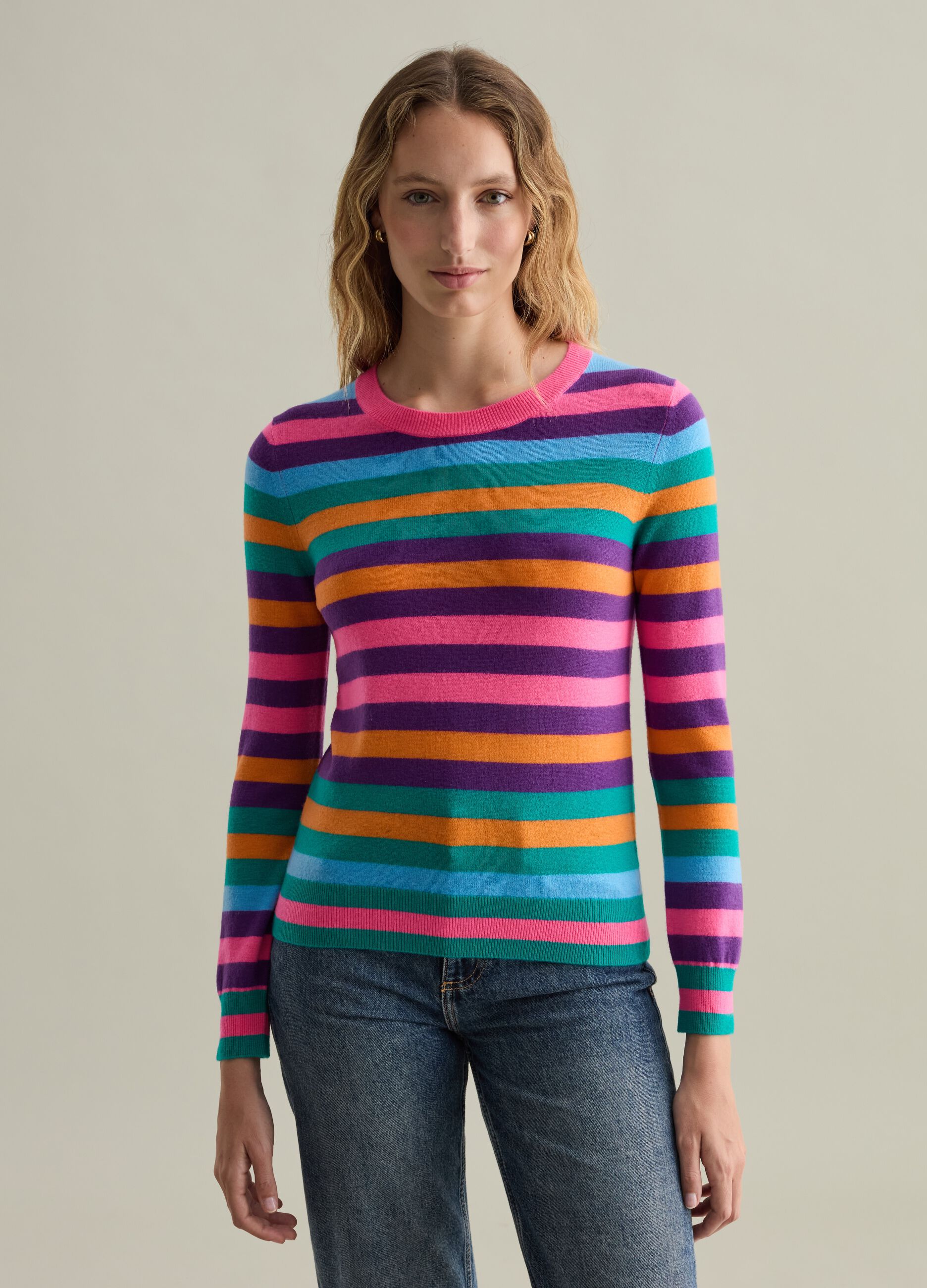 Pullover in lana a righe multicolor