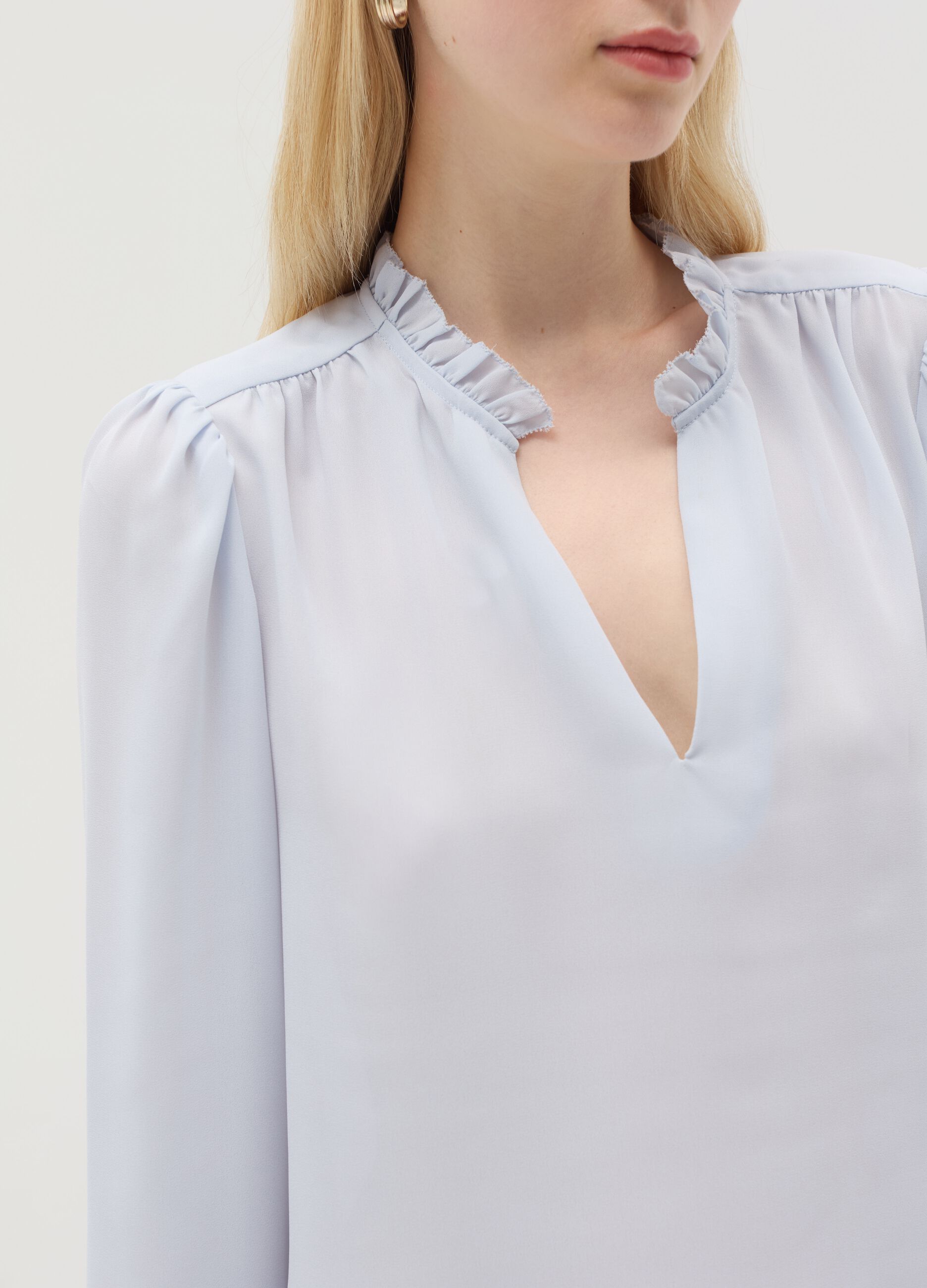 Semi-sheer blouse with frill