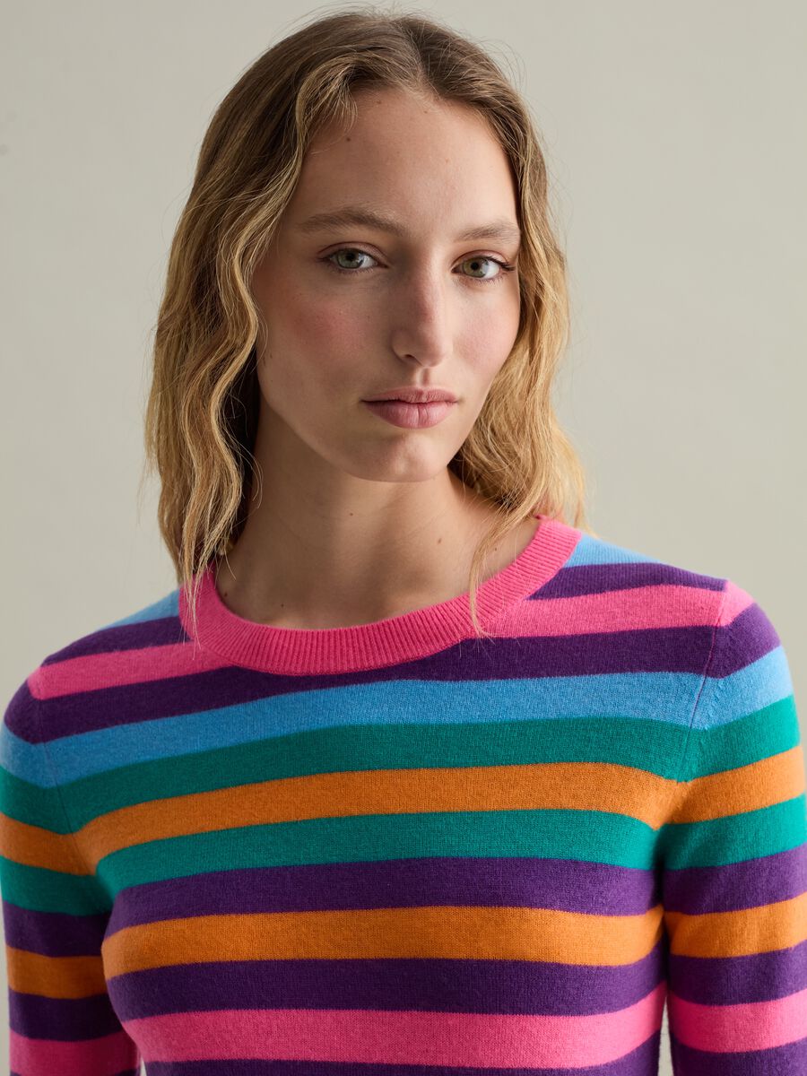 Pullover in lana a righe multicolor_3