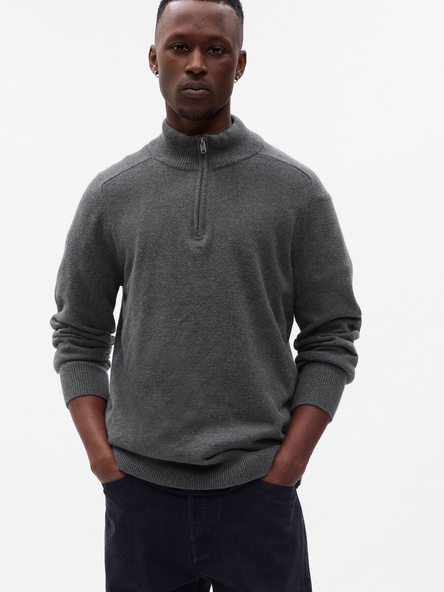 Half-zip pullover with mock neck_0