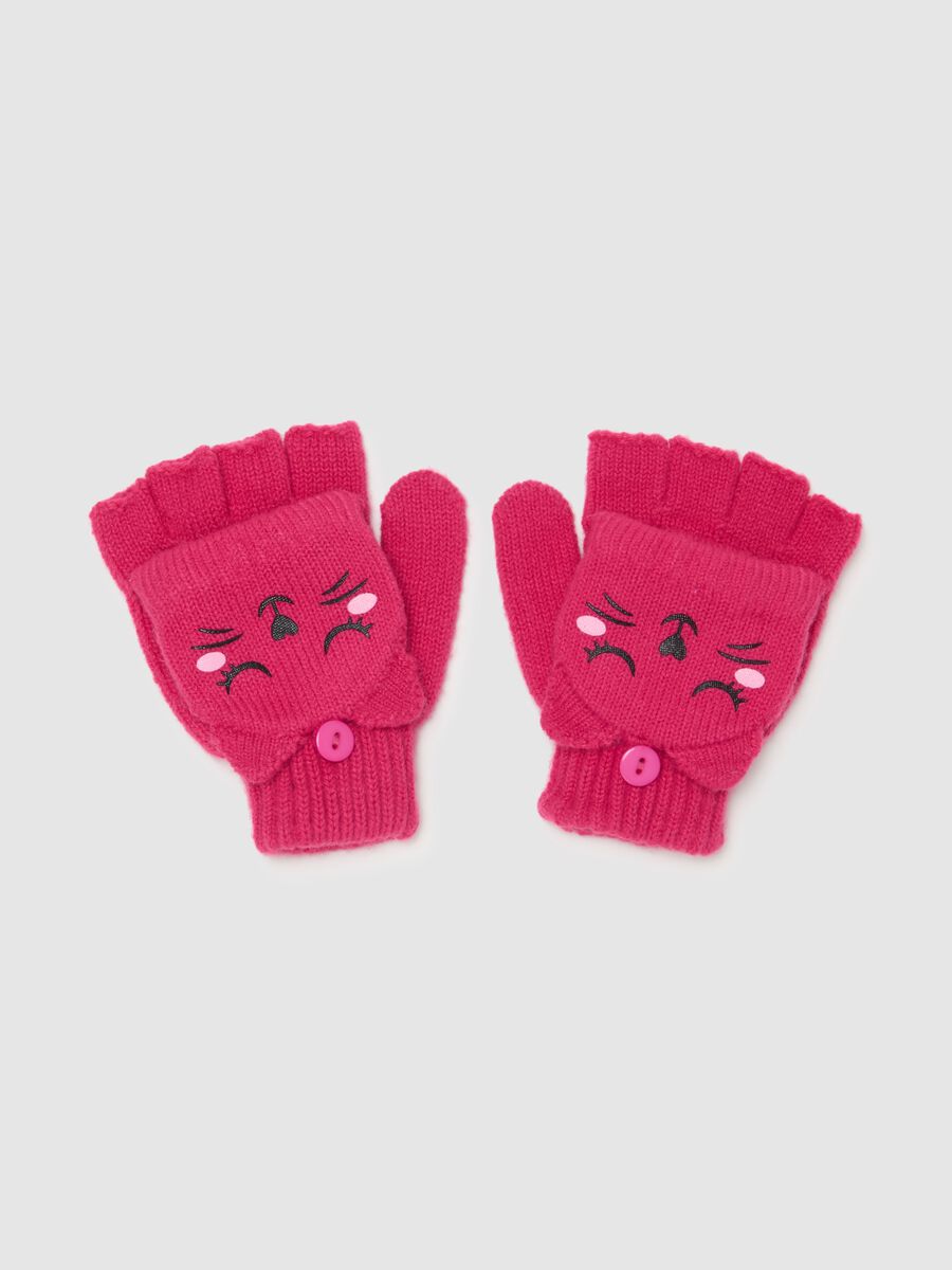 Half-finger gloves with animal design_0