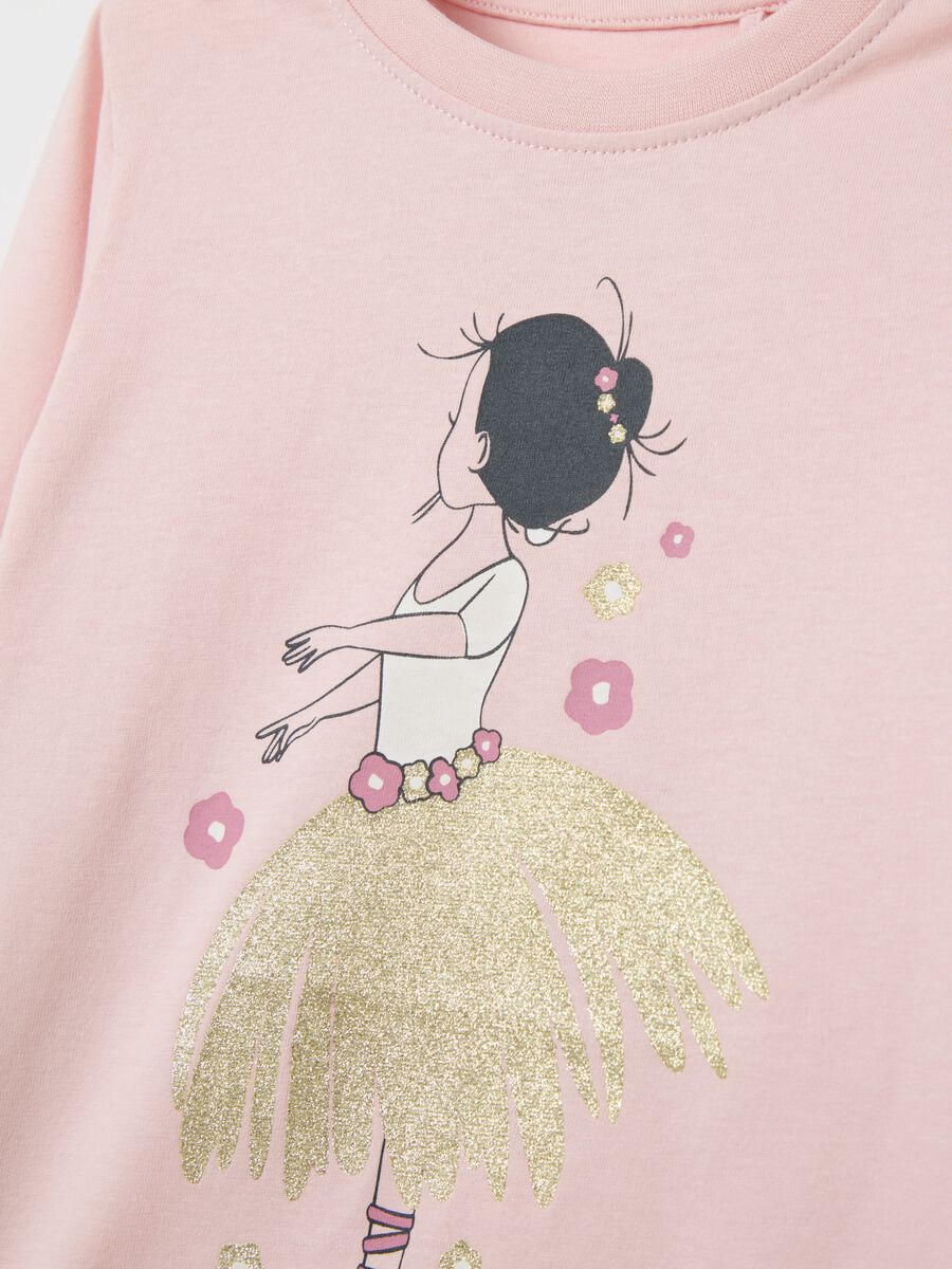 T-shirt with glitter print and long sleeves_2