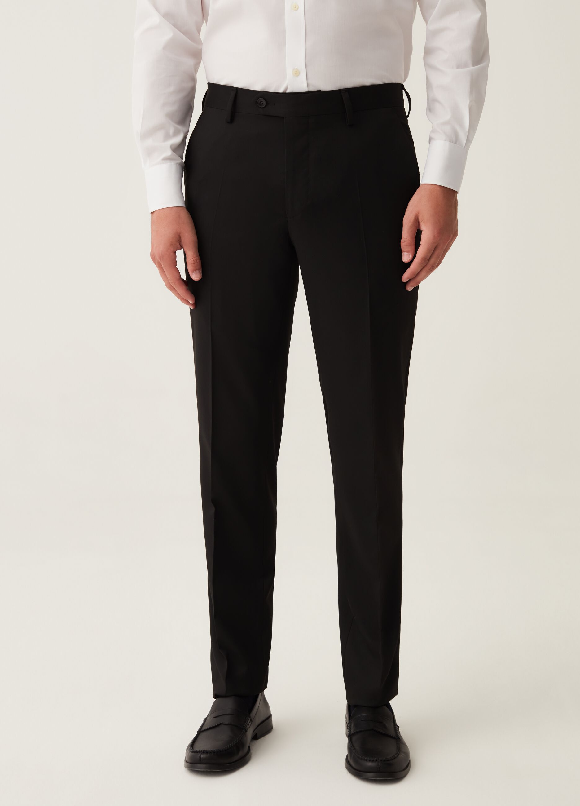 Black slim-fit trousers