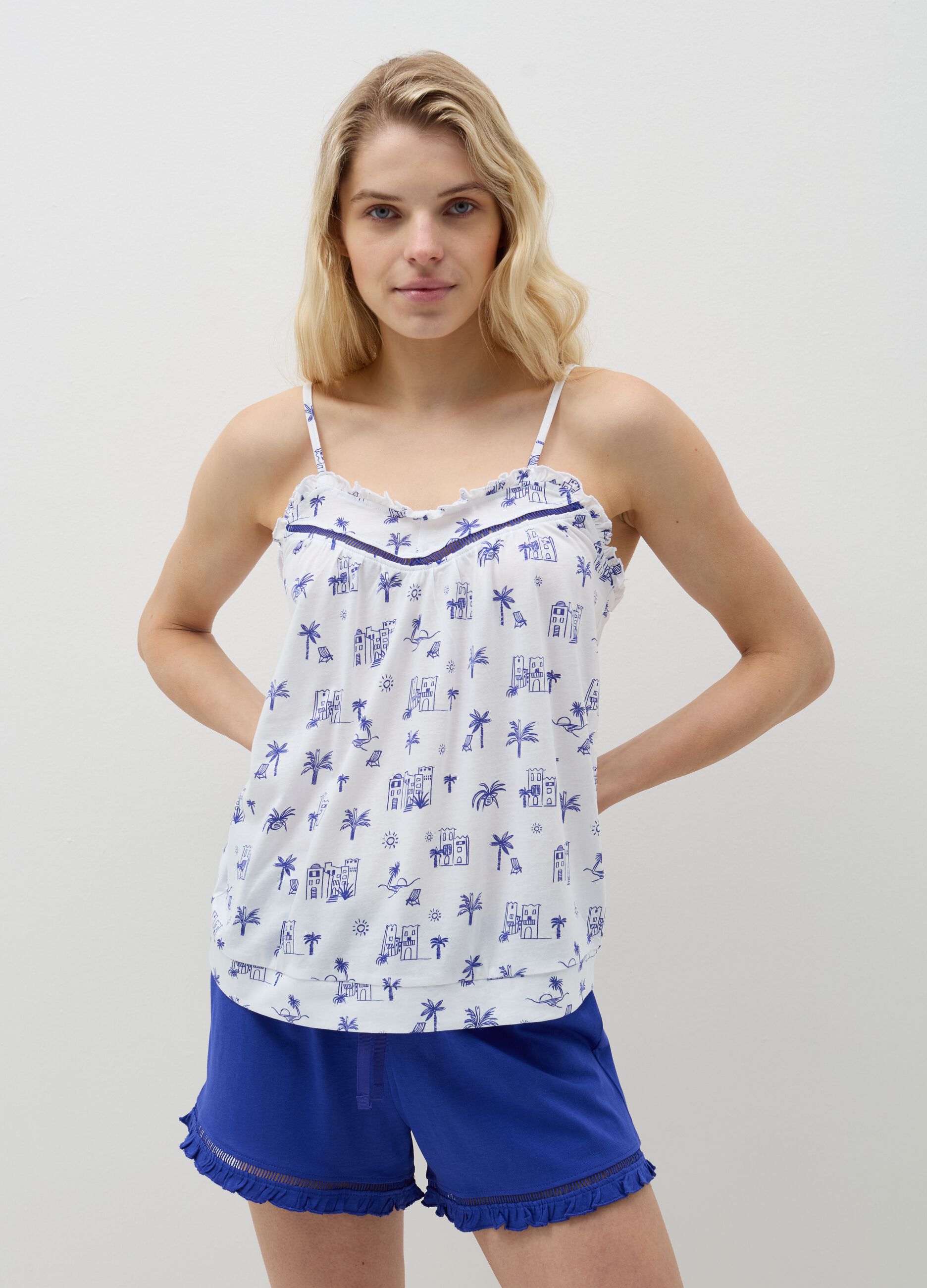 Short pyjamas with Summer Vibes print