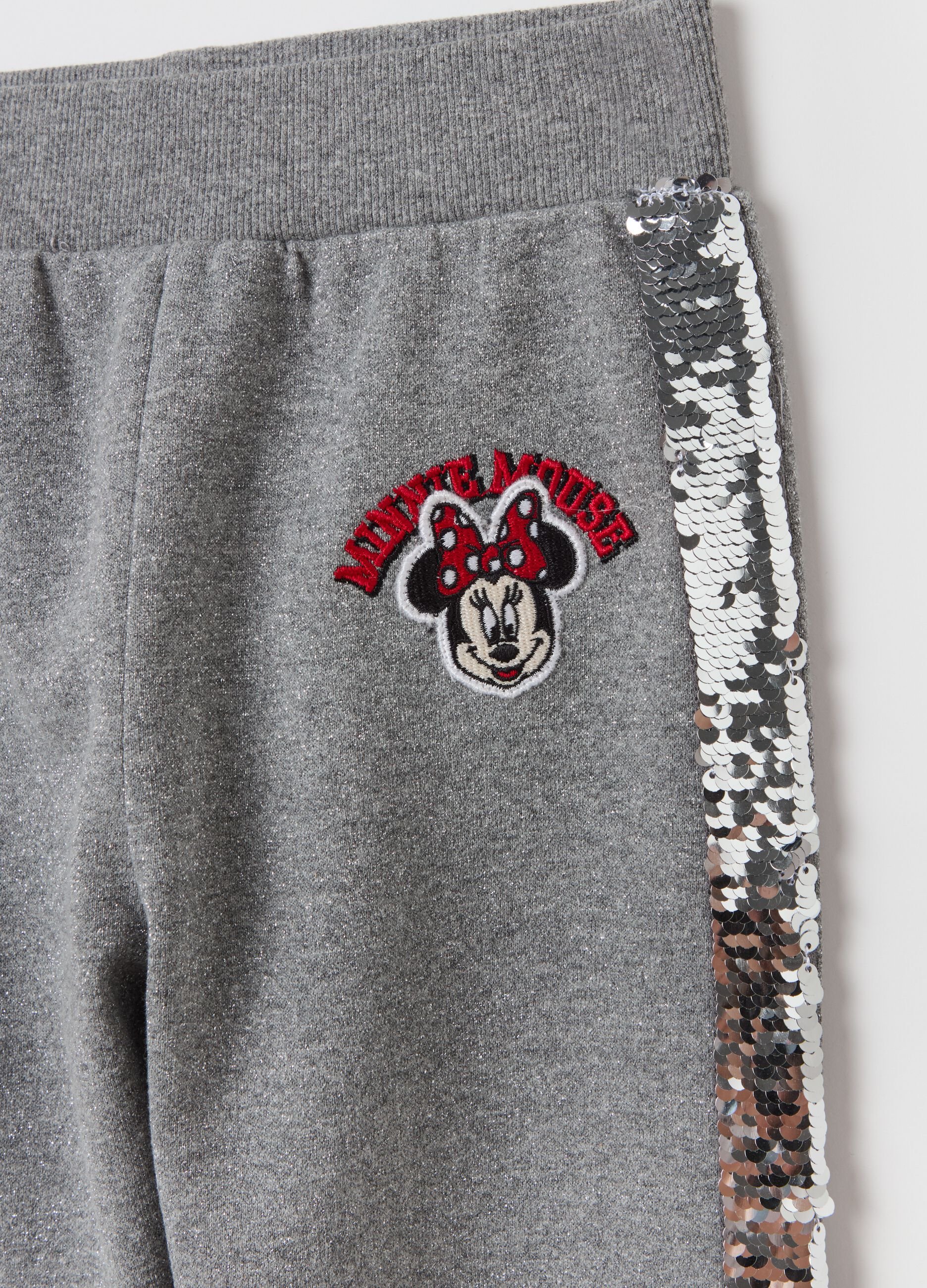 Joggers con lurex e paillettes Minnie