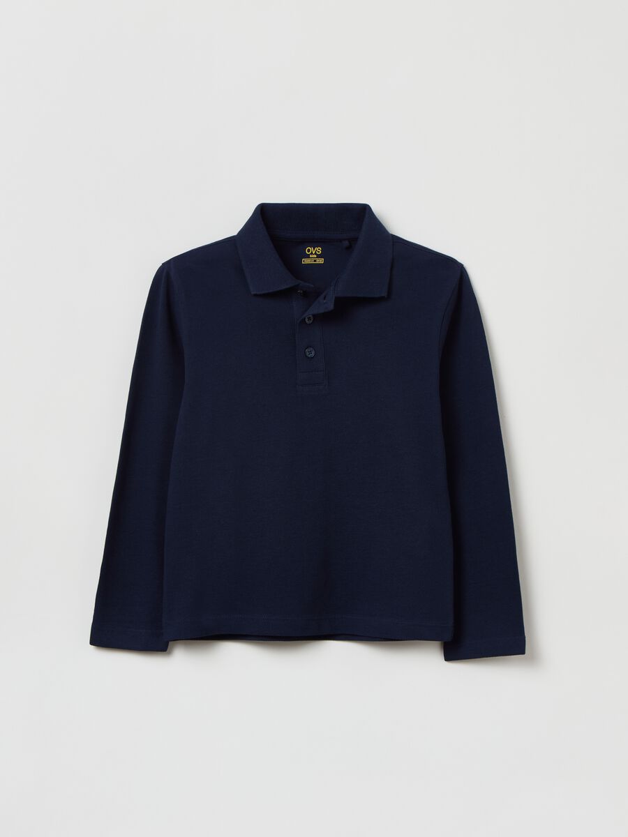 Cotton polo shirt with long sleeves_0