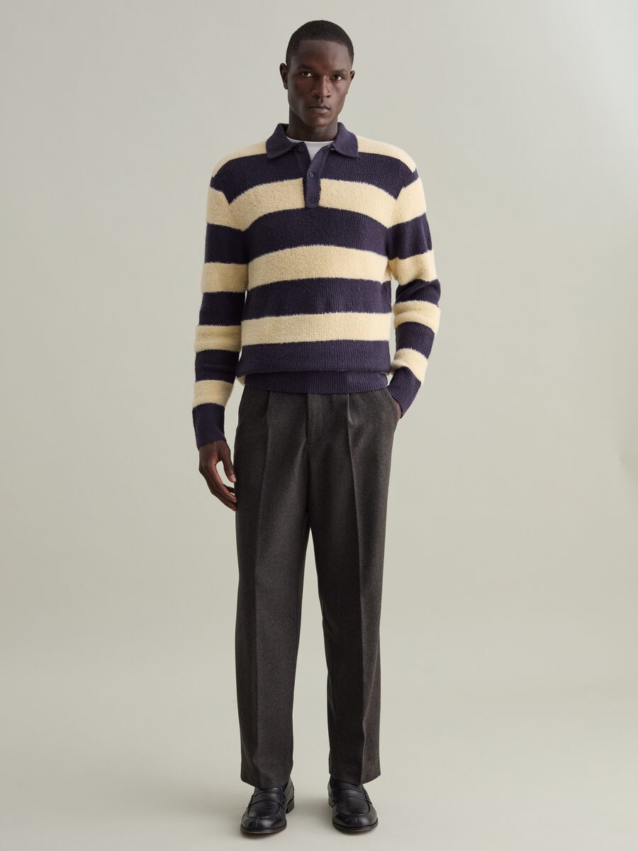 Striped pullover with polo neckline_1