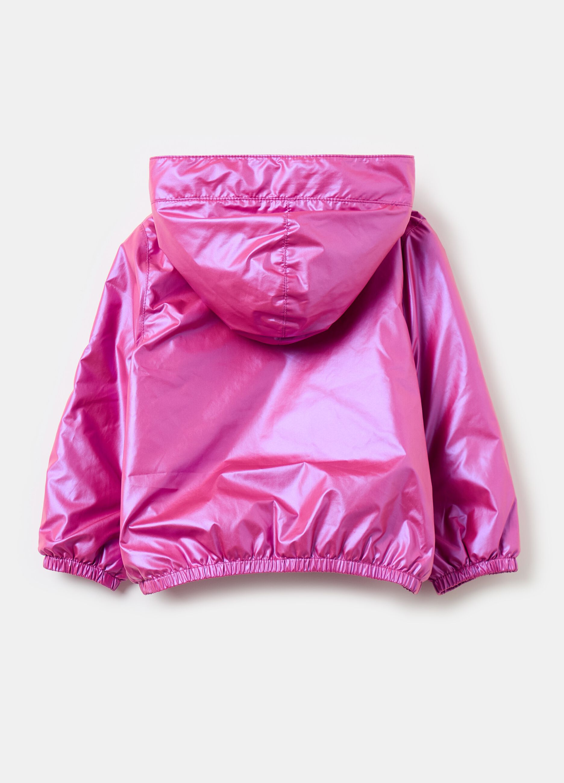 Shiny waterproof jacket with hood