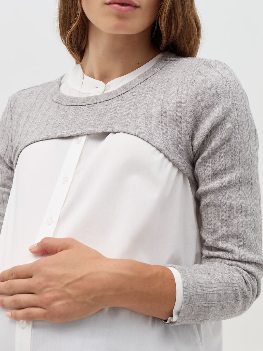 Maternity crop T-shirt with flat ribbing_1