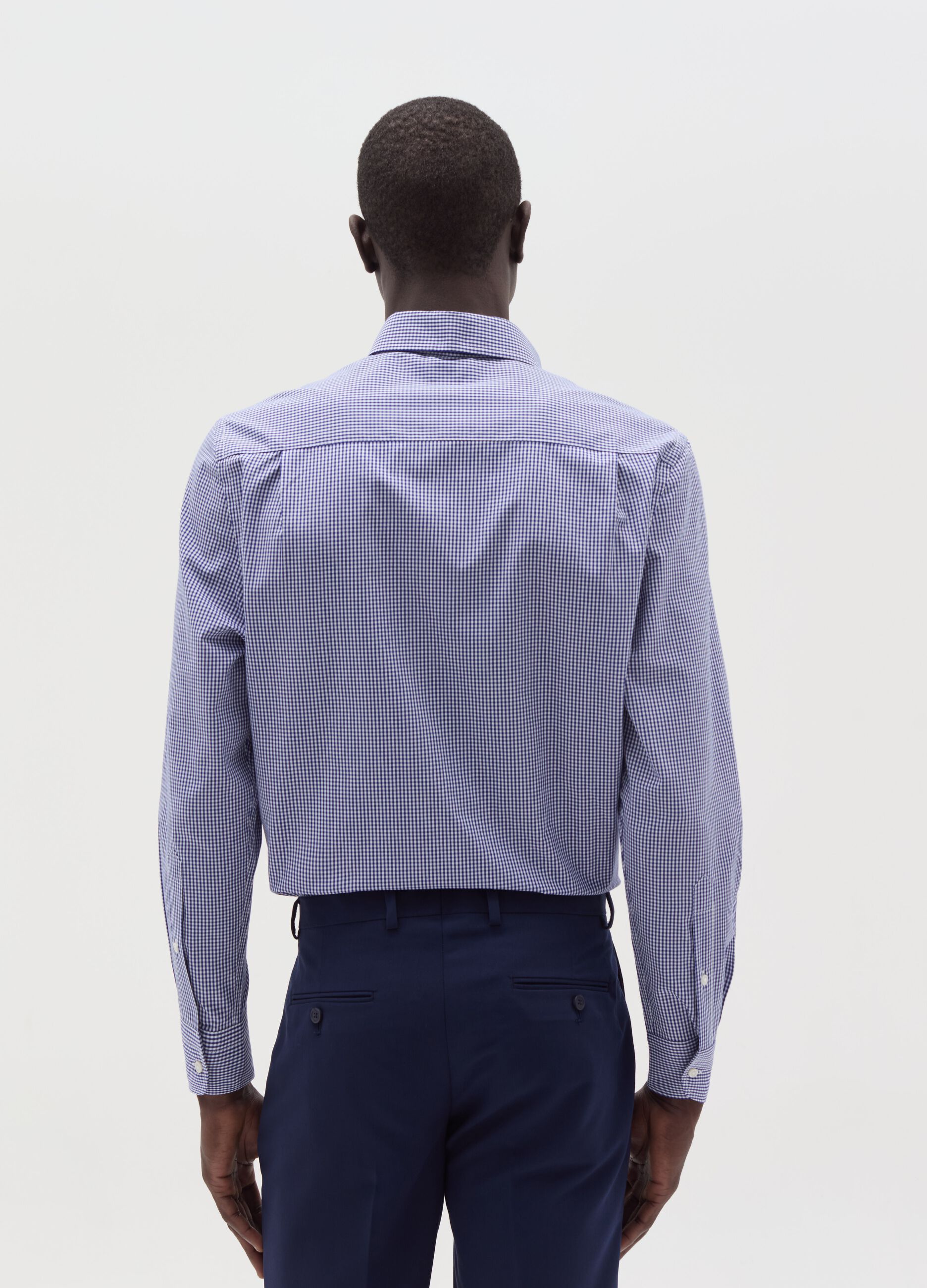 Regular-fit shirt with micro check pattern