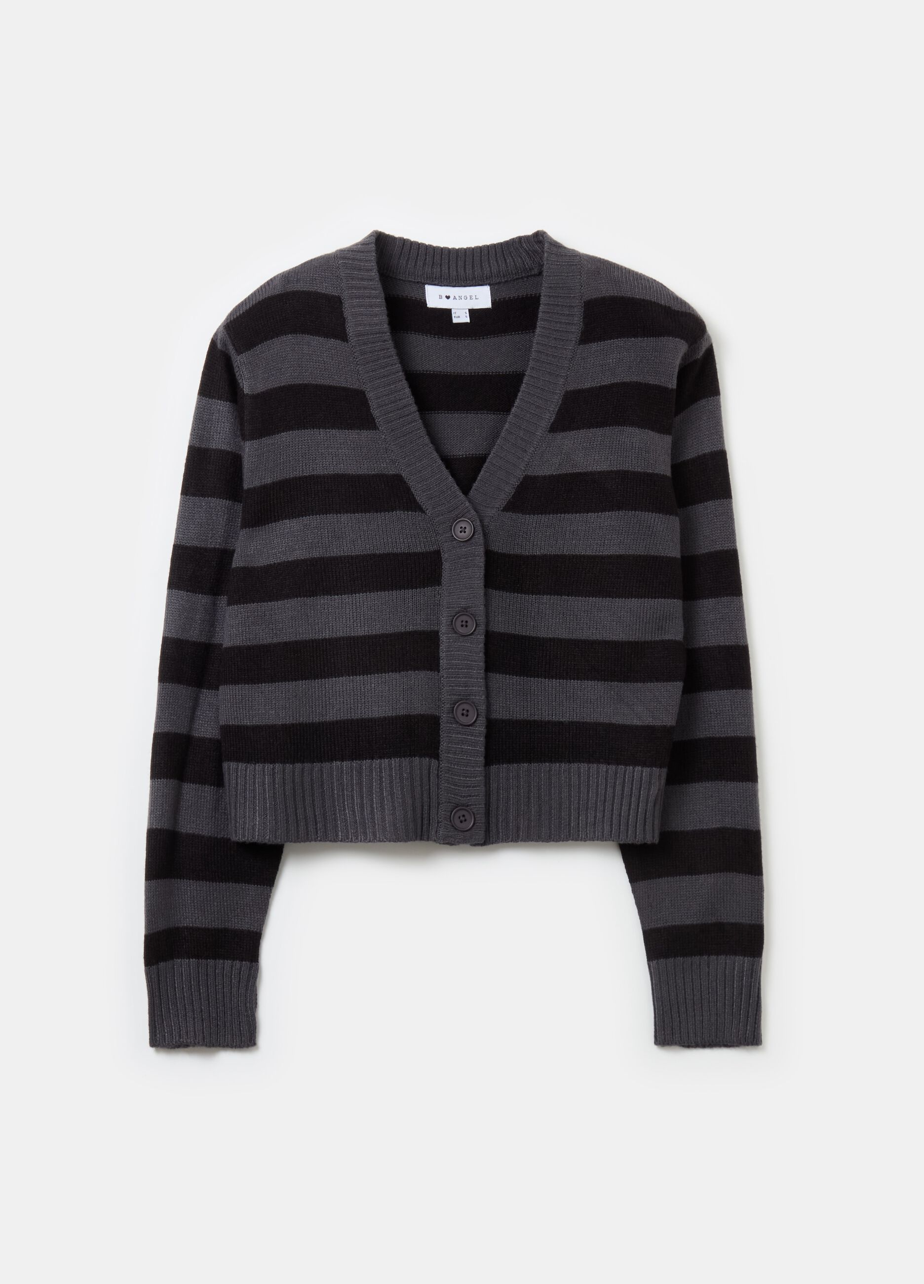 Cardigan with striped pattern and V neck