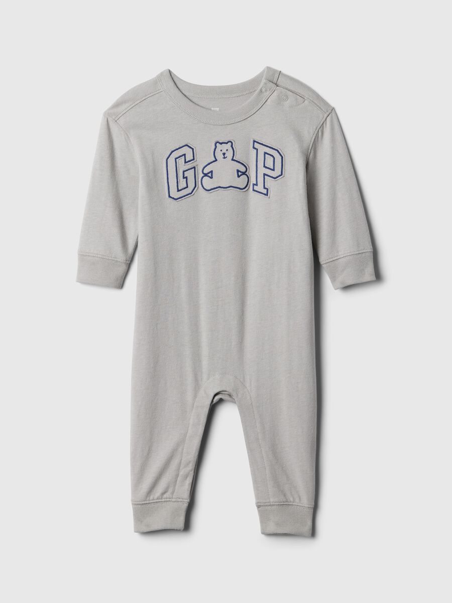 Jersey onesie with logo patch and teddy bear_0