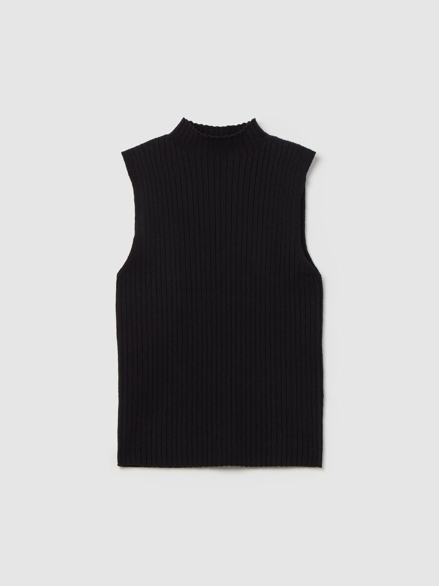 Flat-rib tank top with mock neck_4