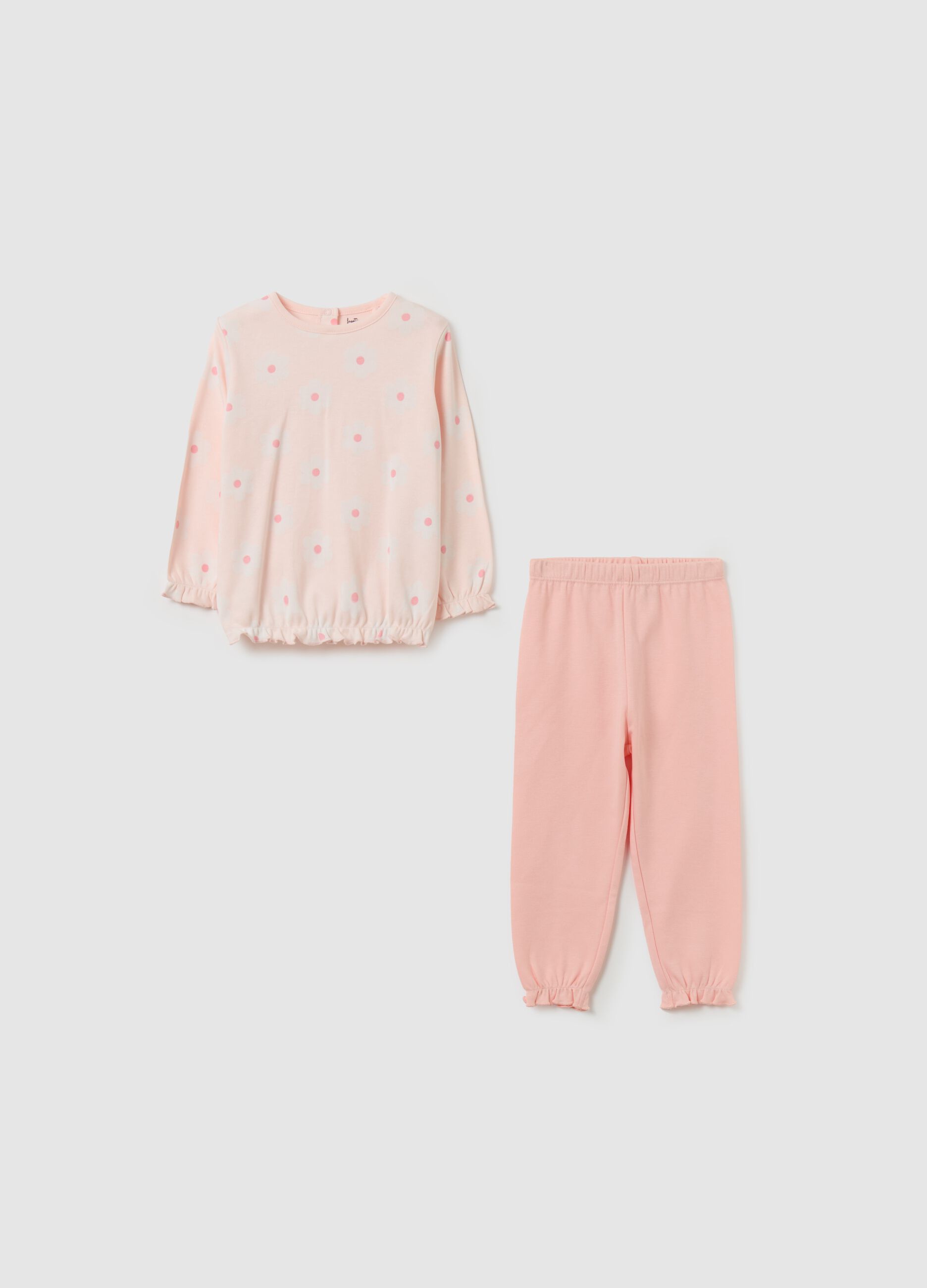 Organic cotton pyjamas with flowers print