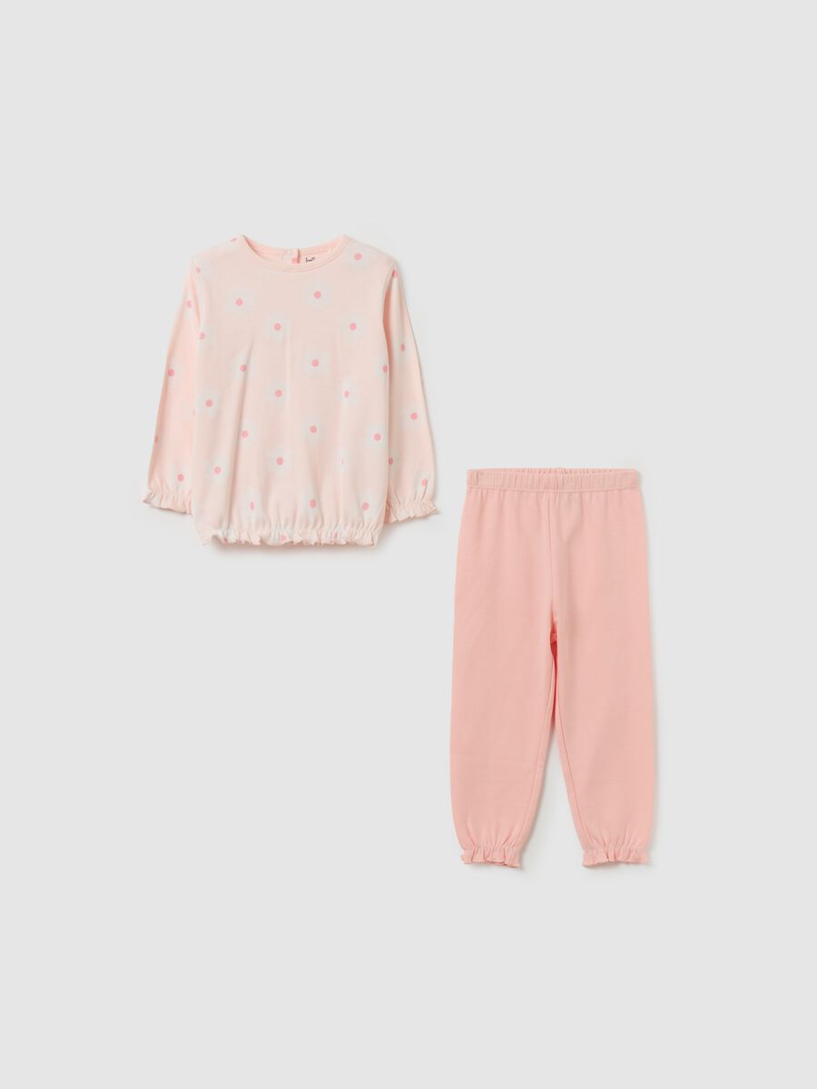 Organic cotton pyjamas with flowers print_0