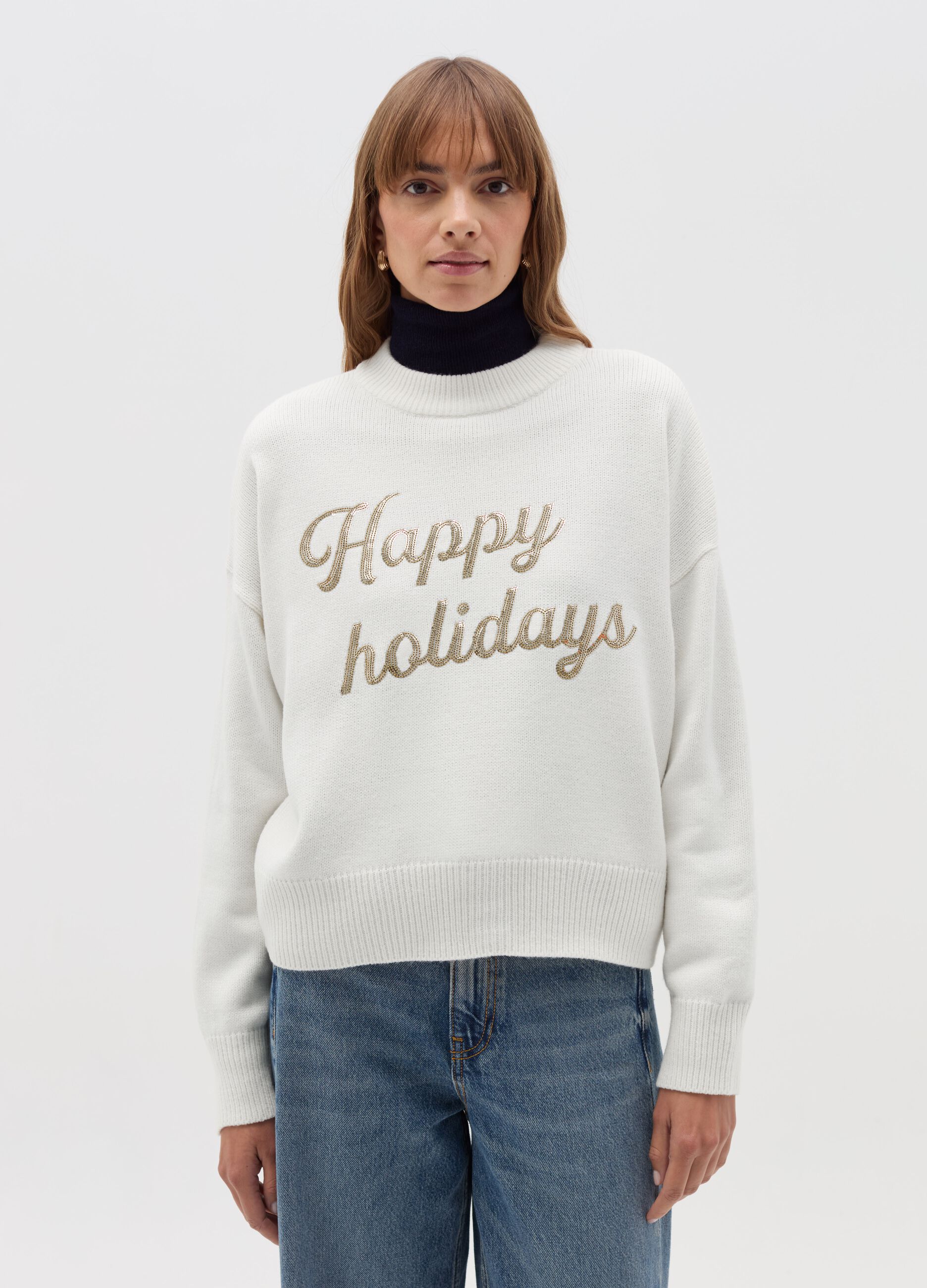 “Happy Holidays" Christmas Jumper with sequins